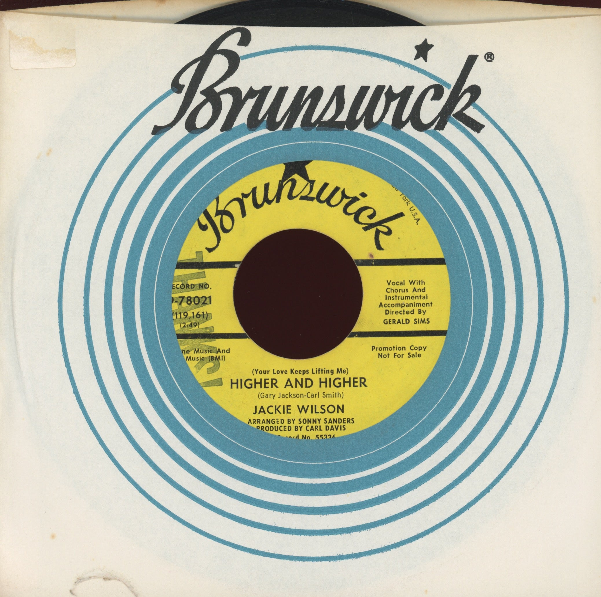 Jackie Wilson - (Your Love Keeps Lifting Me) Higher And Higher on Brunswick Promo Northern Soul 45