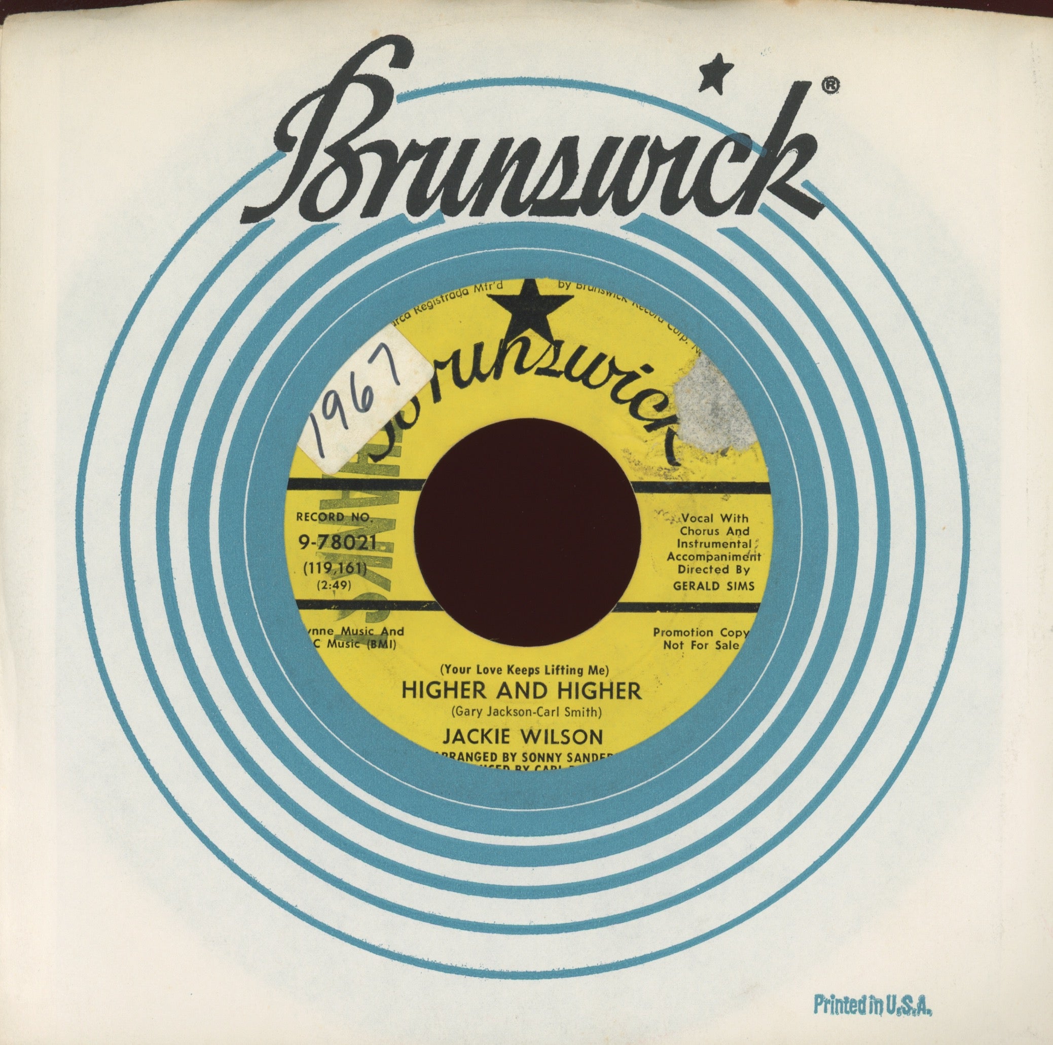 Jackie Wilson - (Your Love Keeps Lifting Me) Higher And Higher on Brunswick Promo Northern Soul 45