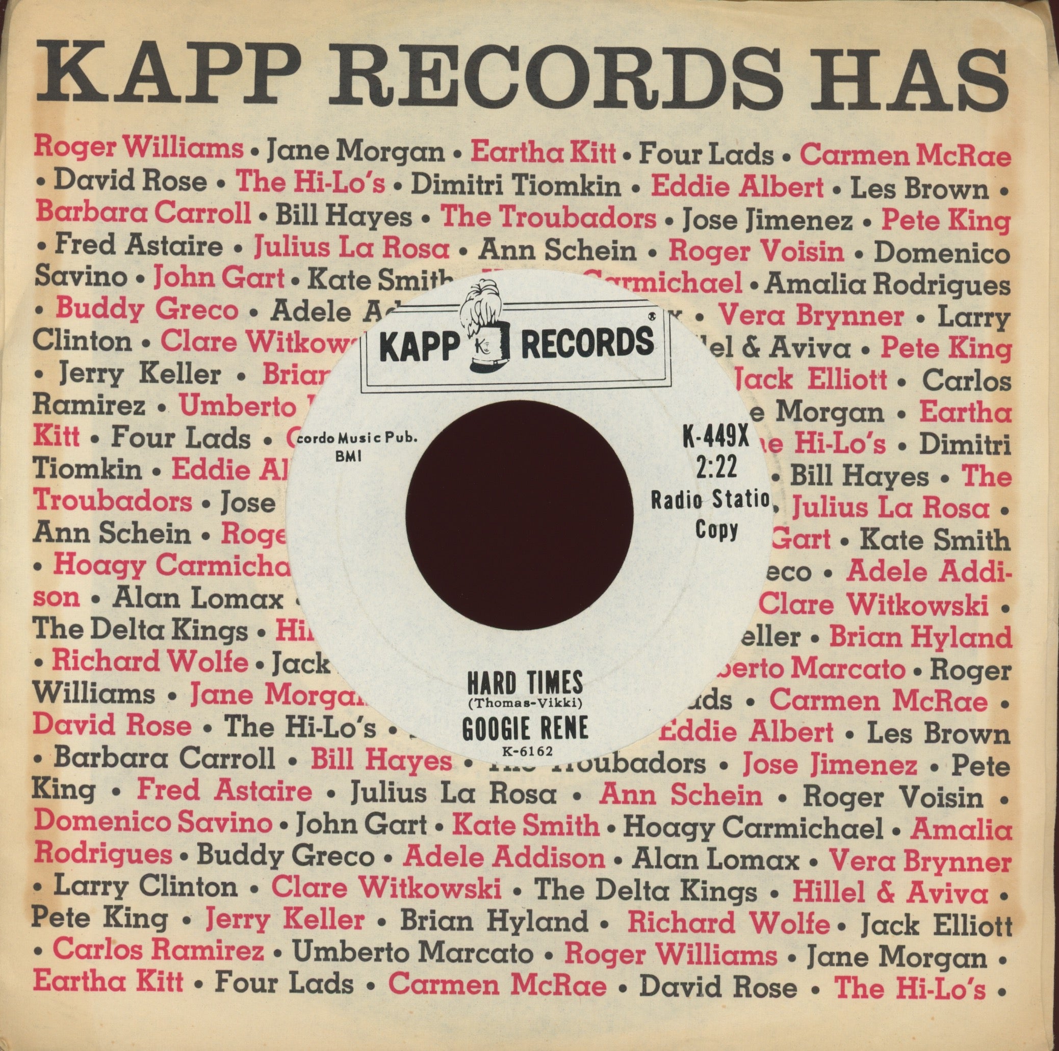 Googie Rene - Look At Your Girl on Kapp Promo R&B Mod Soul 45