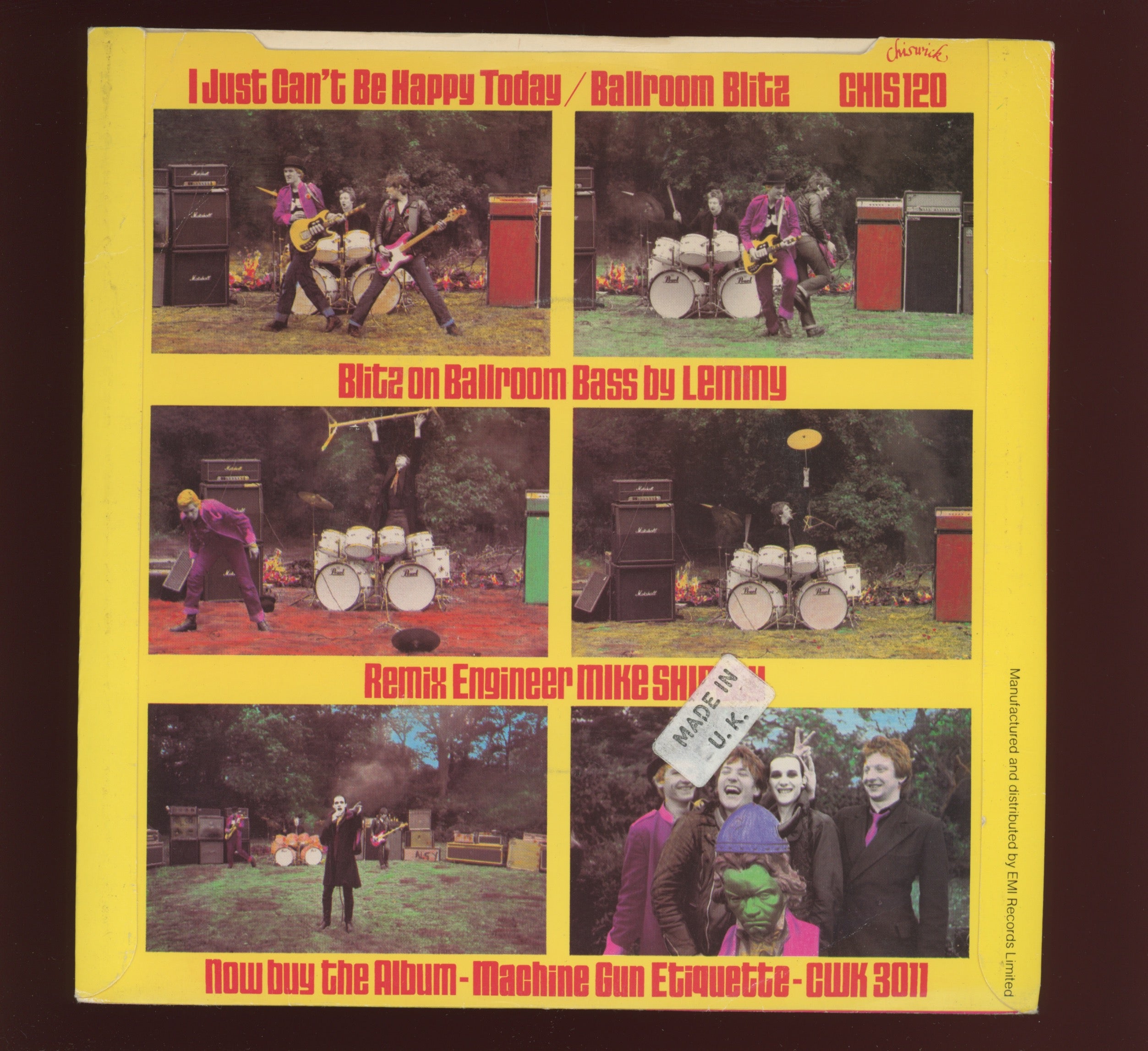 The Damned - I Just Can't Be Happy Today on Chiswick 45 With Picture Sleeve
