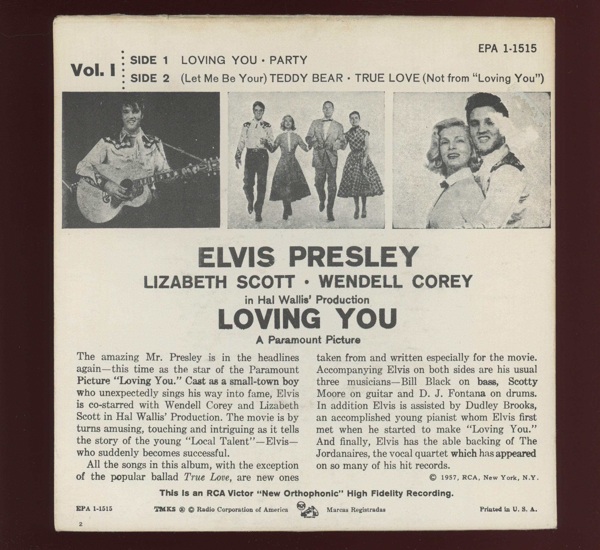 Elvis Presley - Loving You on RCA EPA 1515 Rare Orange Label 45 EP With Cover