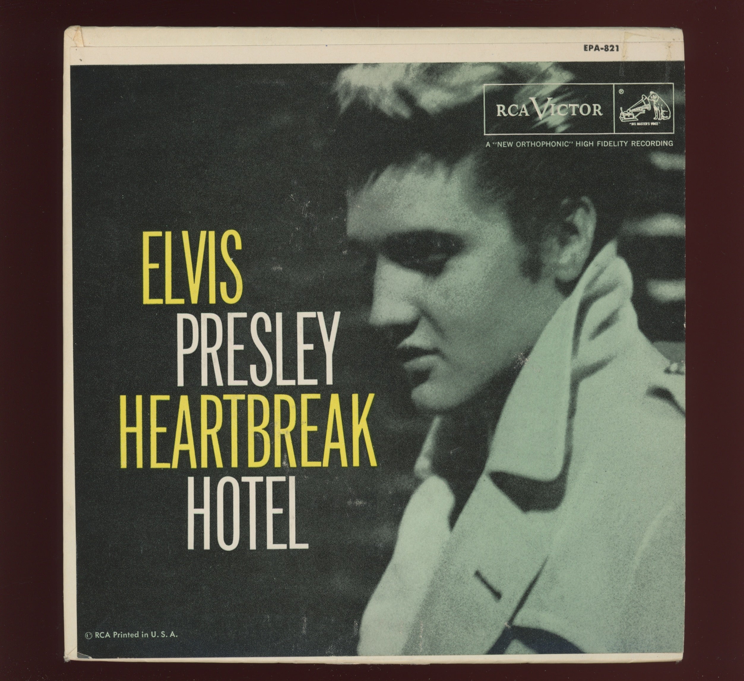 Elvis Presley - Heartbreak Hotel on RCA EPA 821 Rare Orange Label EP 45 With Cover