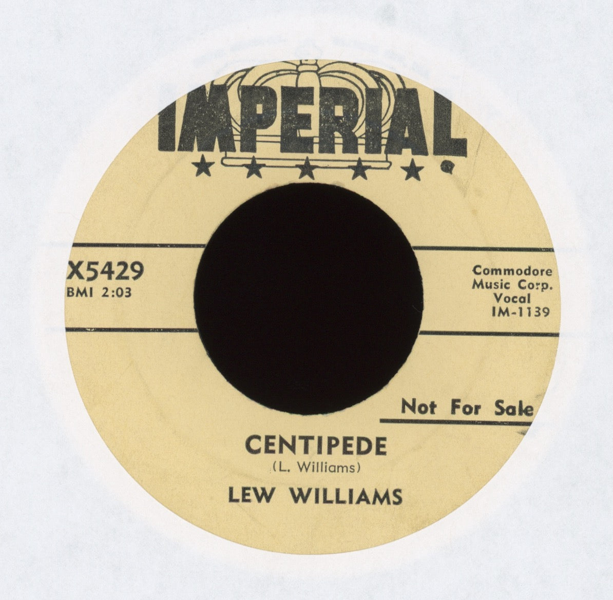 Lew Williams - Centipede on Imperial Promo Rockabilly 45