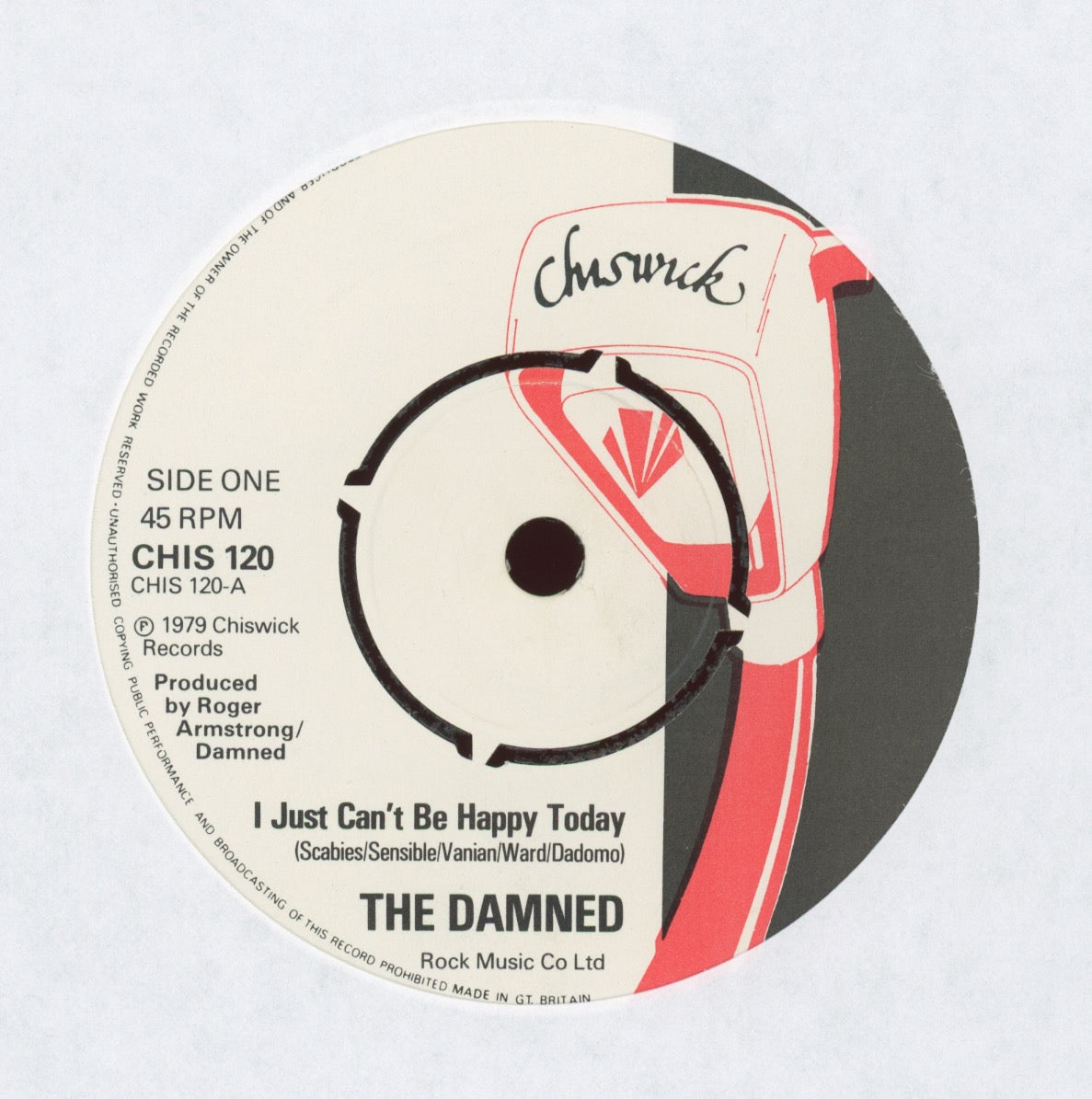 The Damned - I Just Can't Be Happy Today on Chiswick 45 With Picture Sleeve
