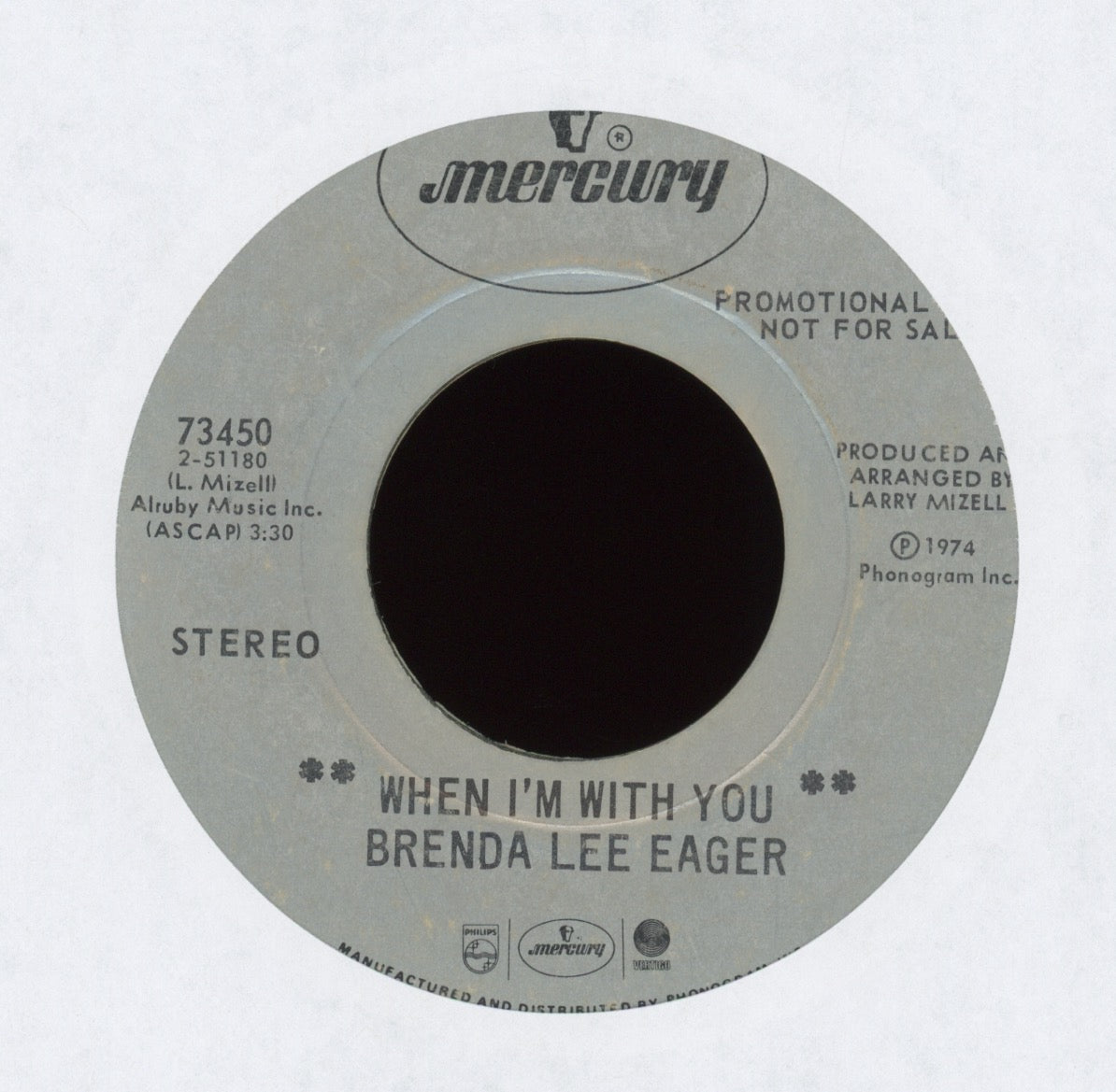 Brenda Lee Eager - When I'm With You on Mercury Promo 70's Soul Funk 45
