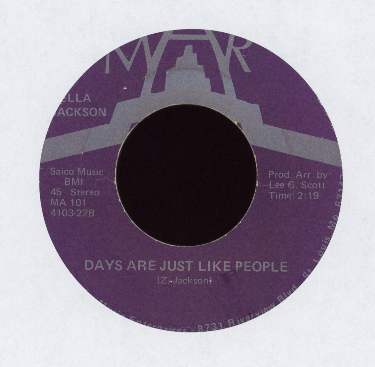 Zella Jackson Price - Days Are Just Like People 70's Soul Funk 45