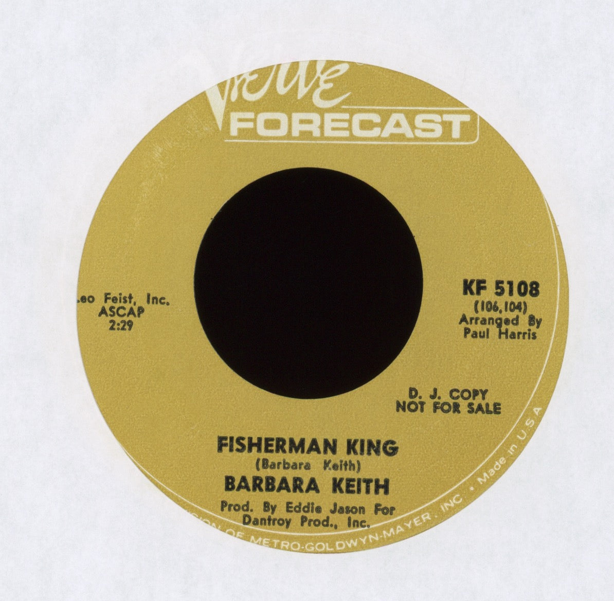 Barbara Keith - Fisherman King on Verve Forecast Promo Folk Rock 45