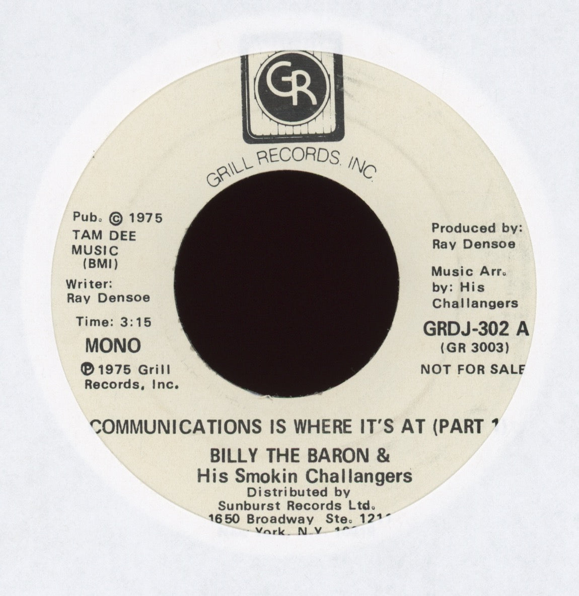 Billy The Baron - Communications Is Where It's At on Grill Promo Funk 45