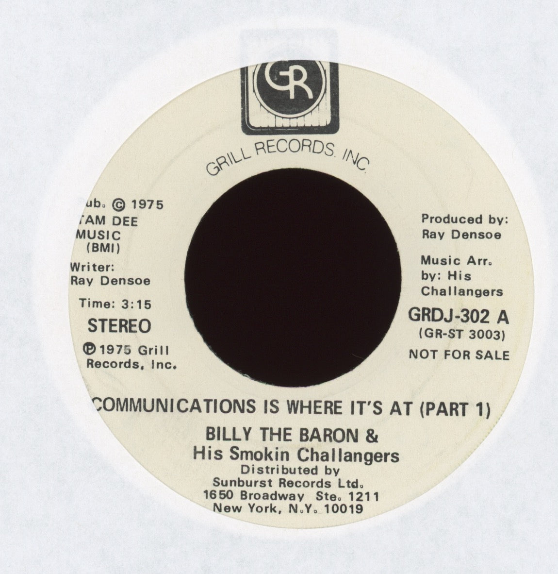 Billy The Baron - Communications Is Where It's At on Grill Promo Funk 45