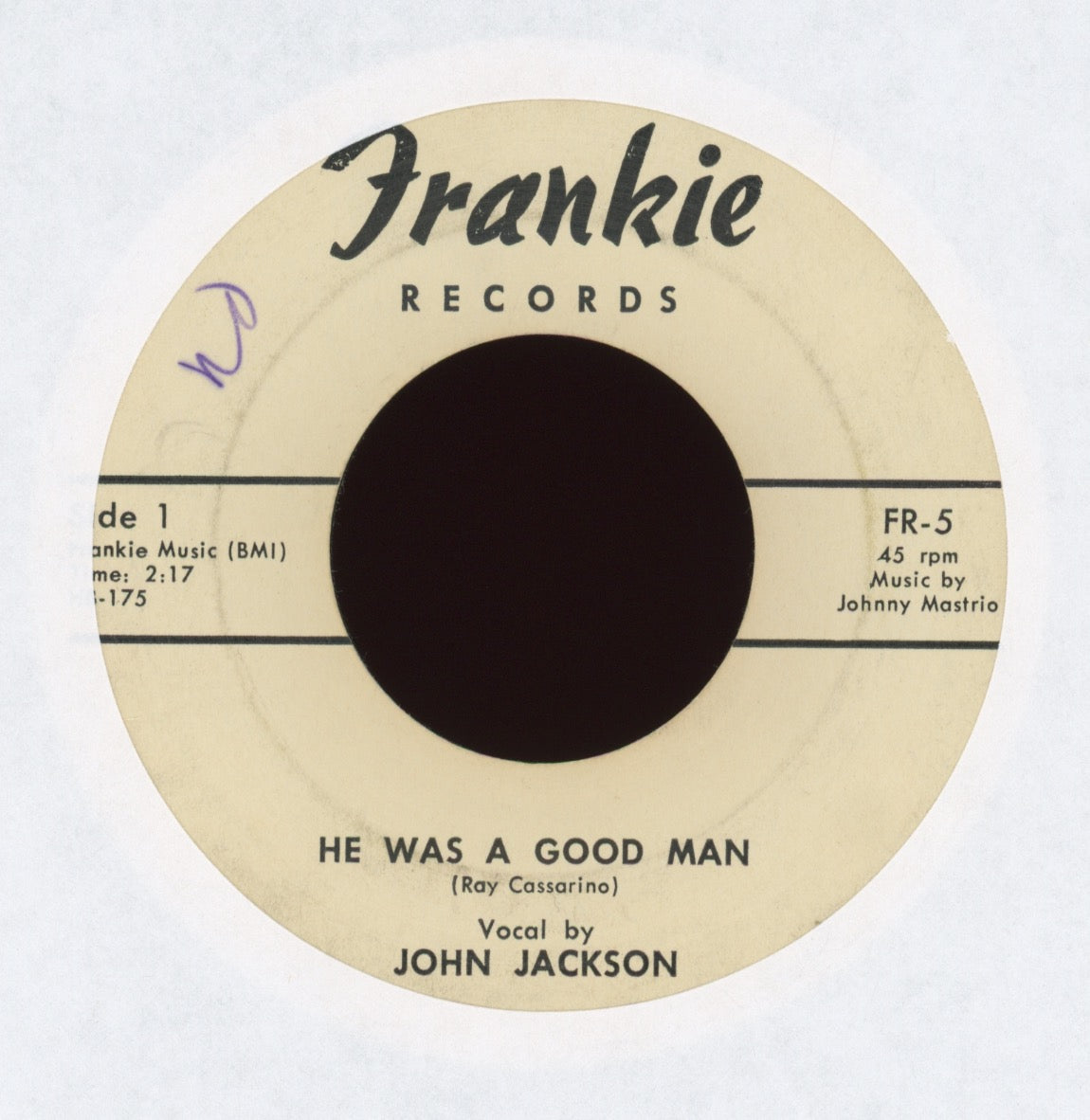 John Jackson - He Was A Good Man on Frankie R&B Popcorn 45