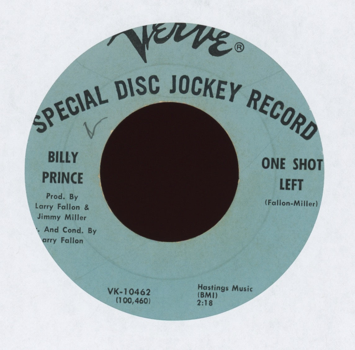 Billy Prince - One Shot Left on Verve Promo Northern Soul 45
