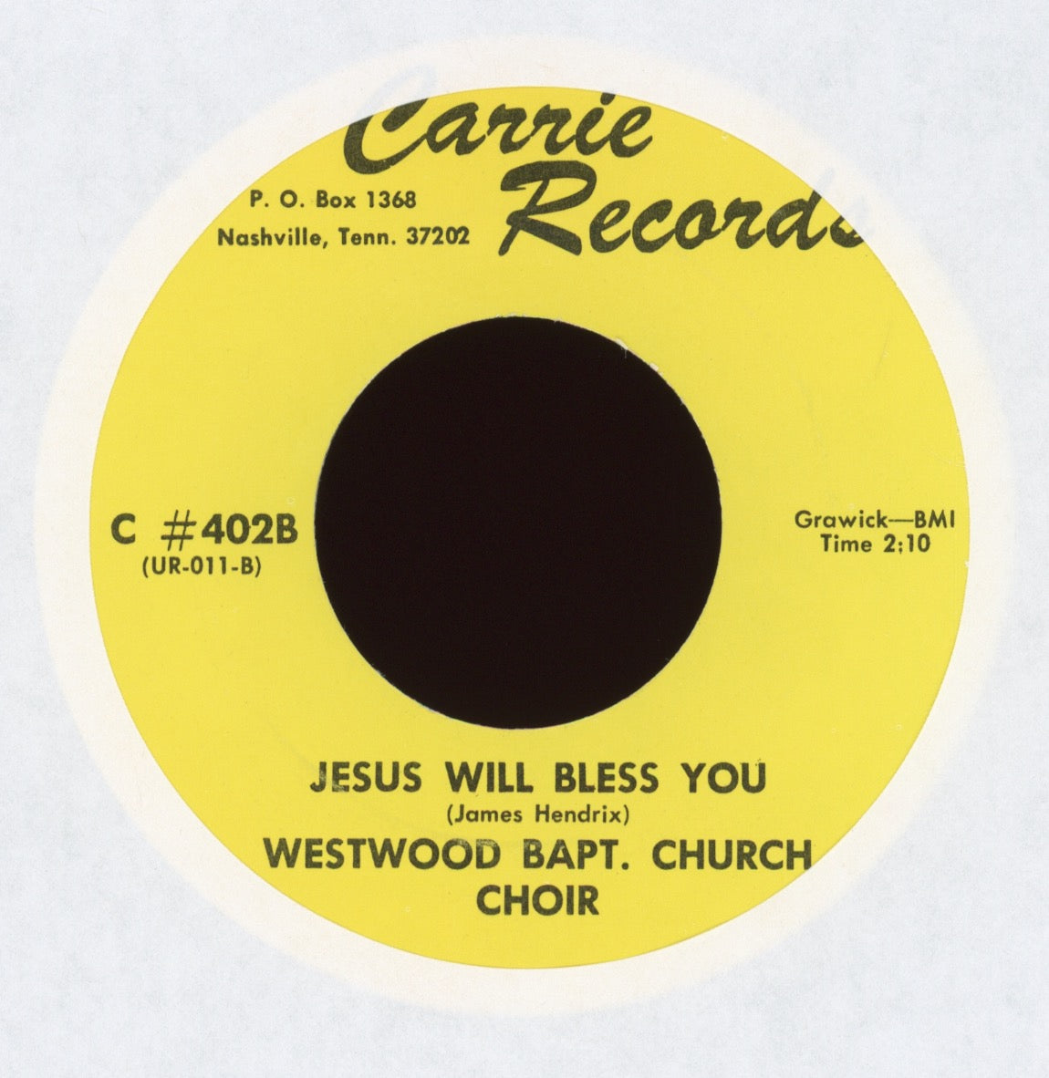 Rev. Amos Jones, Jr. Westwood Baptist Church - To Be At Peace With God on Carrie Gospel 45