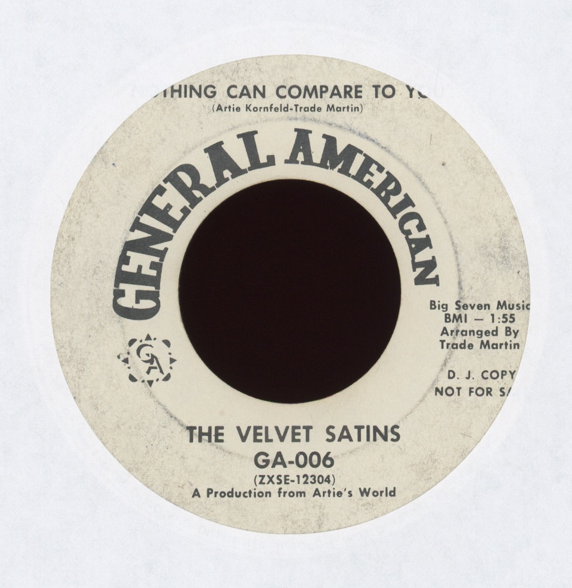 The Velvet Satins - Nothing Can Compare To You on General American Promo Northern Soul 45