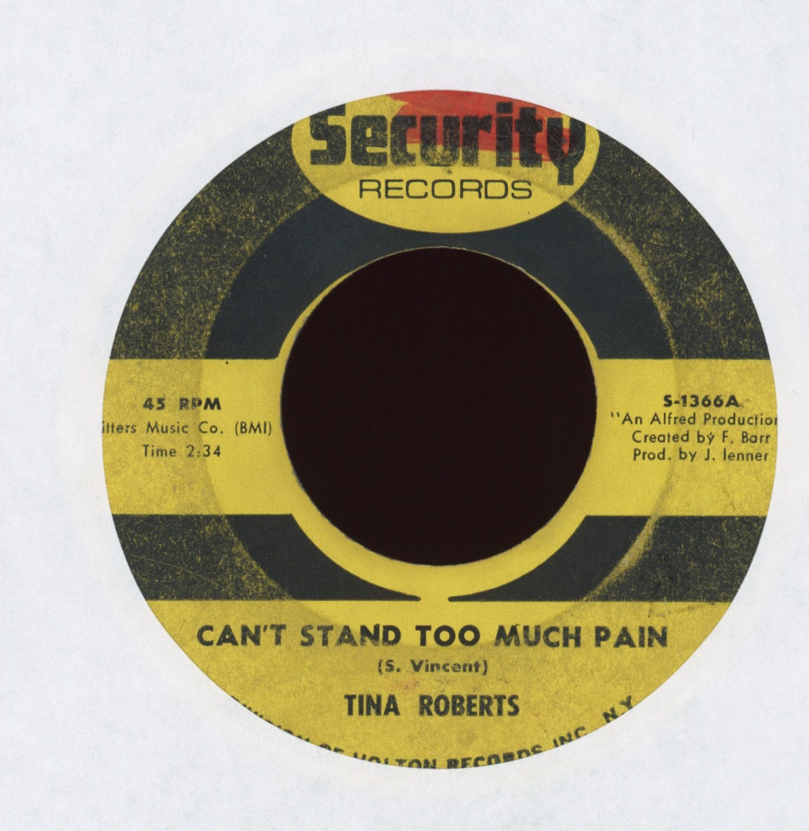 Tina Roberts - Can't Stand Too Much Pain on Security Northern Soul 45