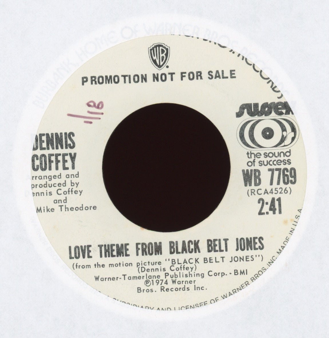 Dennis Coffey - Theme From Black Belt Jones pm Sussex Promo Funk 45