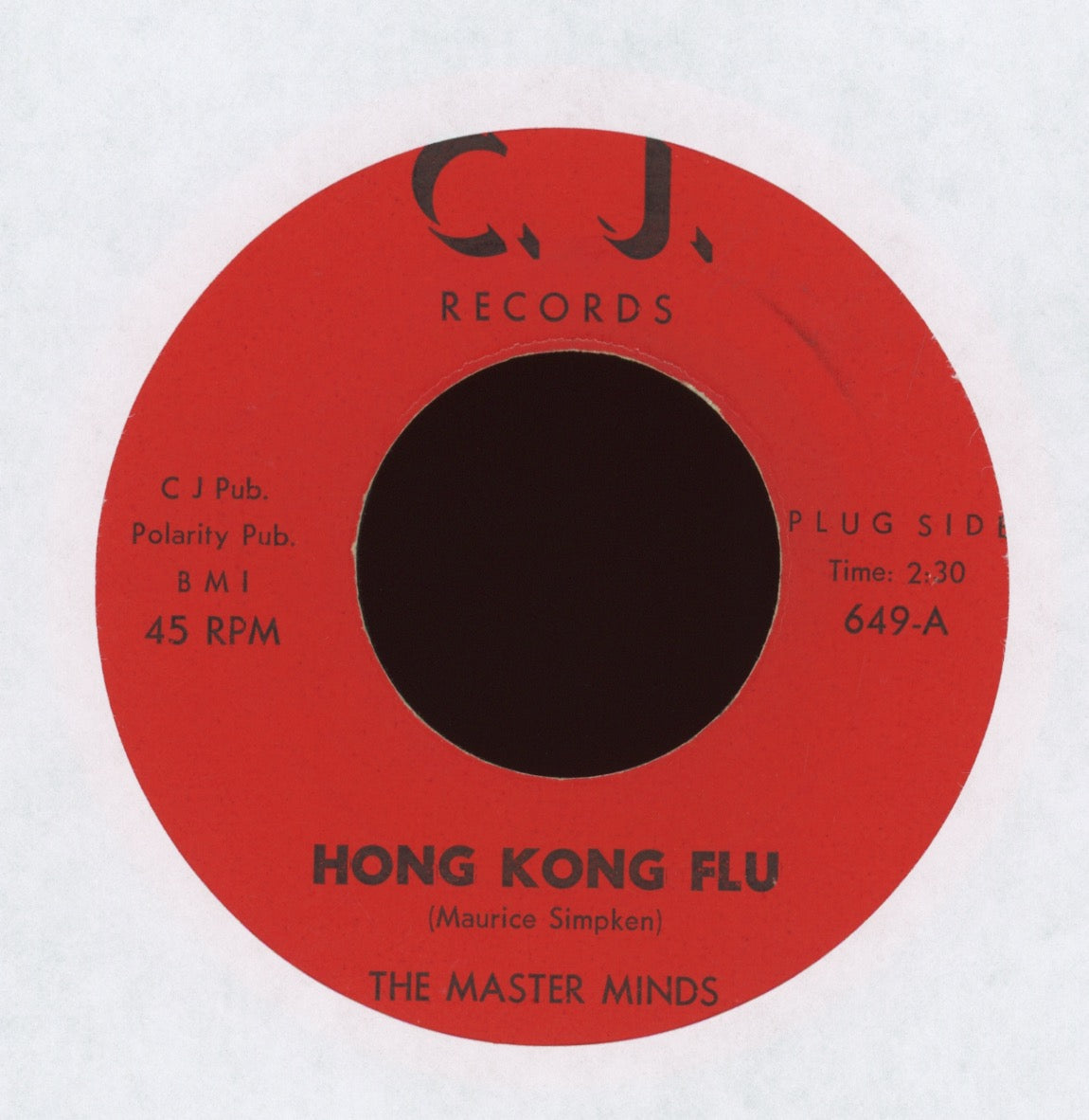 The Master Minds - Hong Kong Flu on C.J. R&B 45