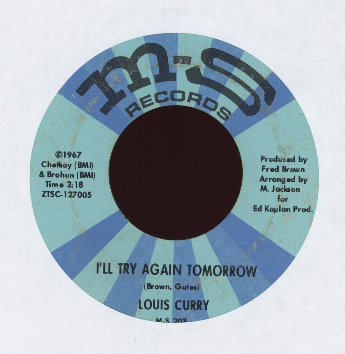 Louis Curry - I'll Try Again Tomorrow on M-S Northern Soul 45