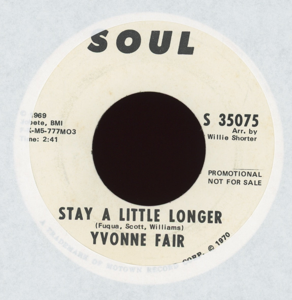 Yvonne Fair - We Should Never Be Lonely My Love on SOUL Promo Soul 45