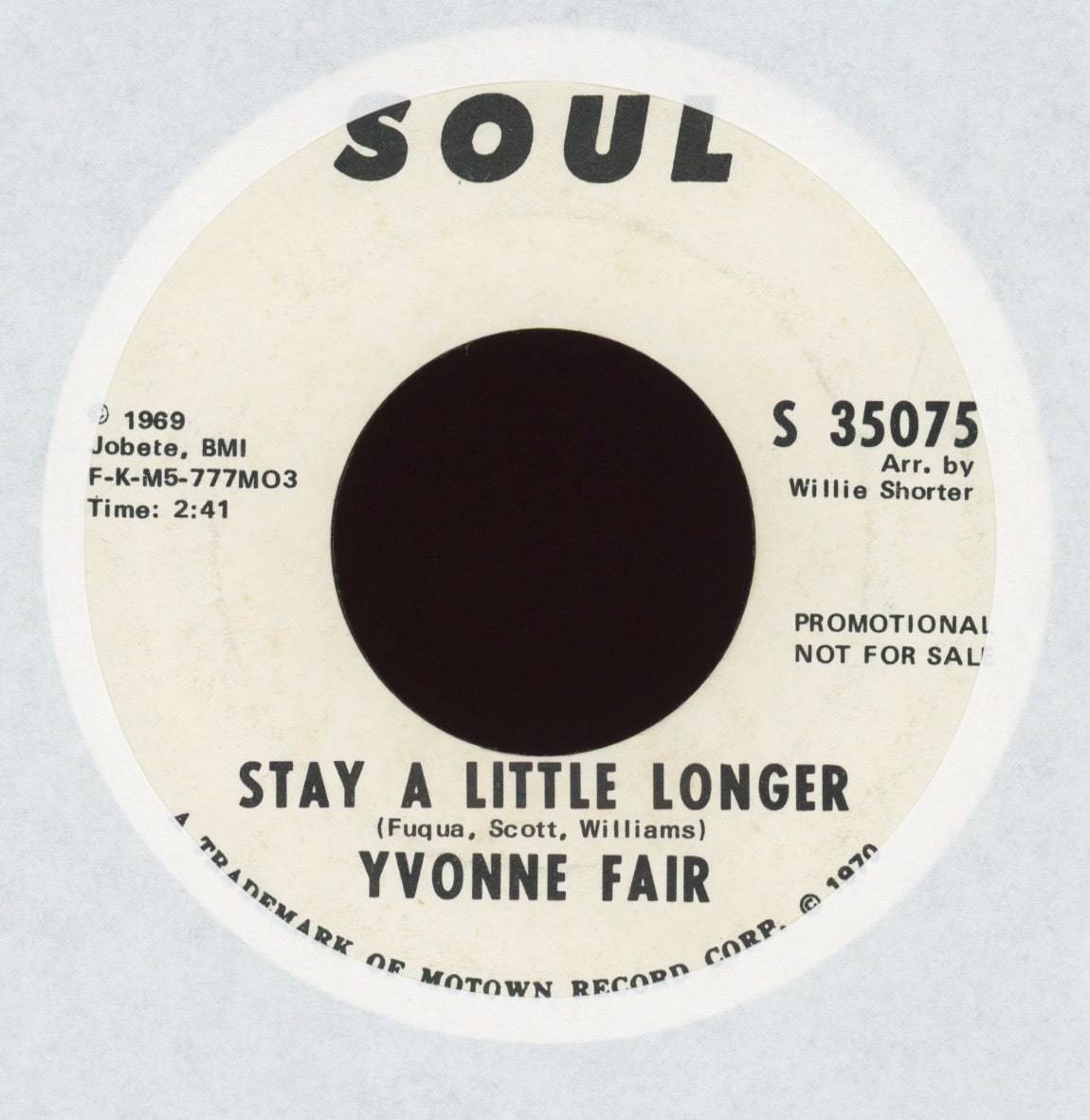 Yvonne Fair - We Should Never Be Lonely My Love on SOUL Promo Soul 45