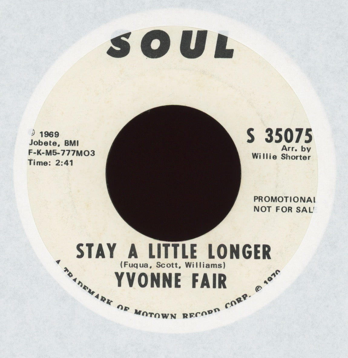 Yvonne Fair - We Should Never Be Lonely My Love on SOUL Promo Soul 45