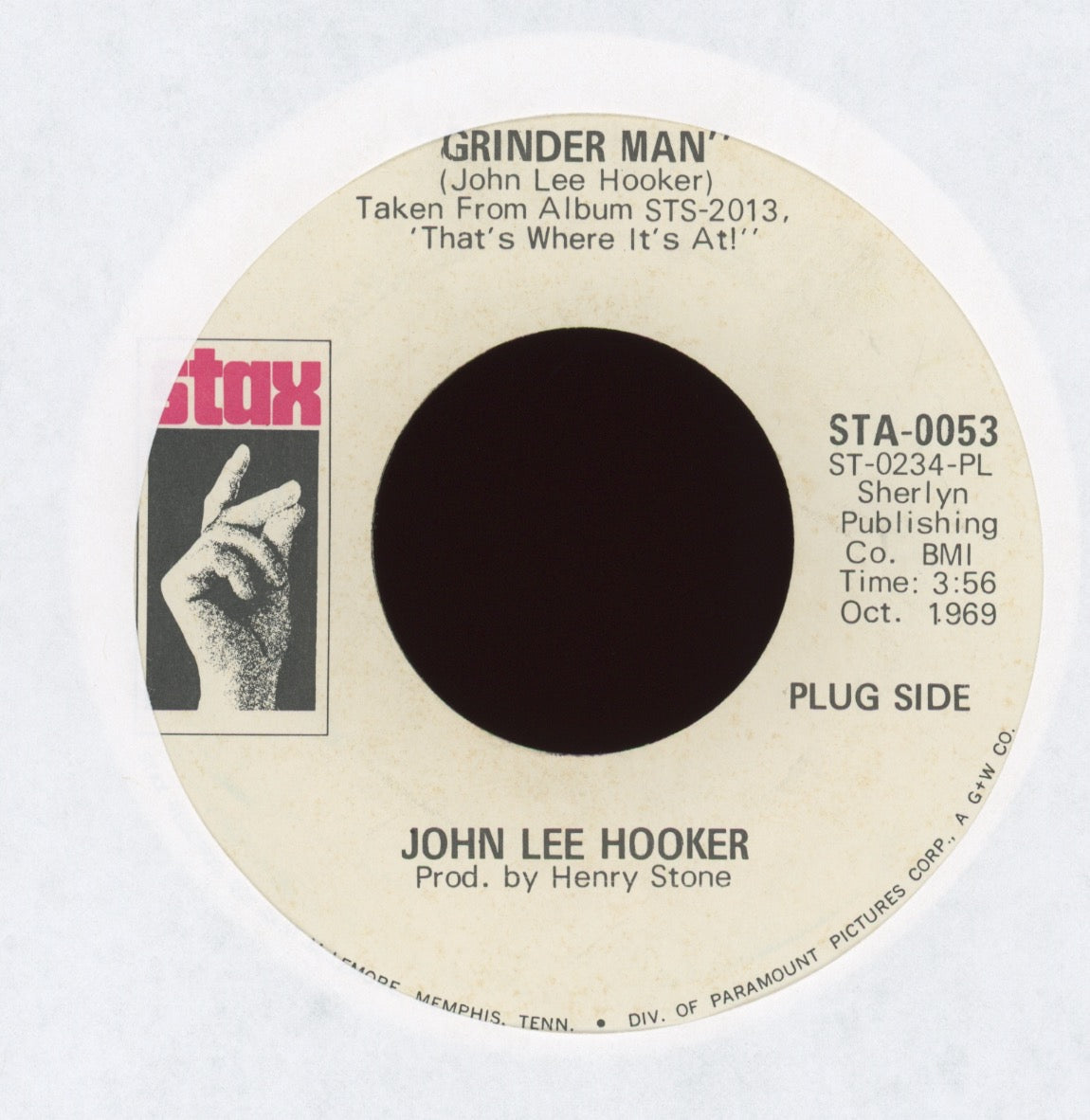 John Lee Hooker - Grinder Man on Stax Promo R&B Blues 45