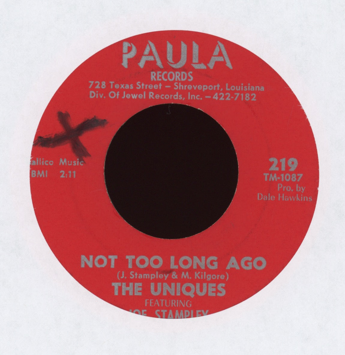 The Uniques Featuring Joe Stampley - Not Too Long Ago on Paula Northern Soul 45