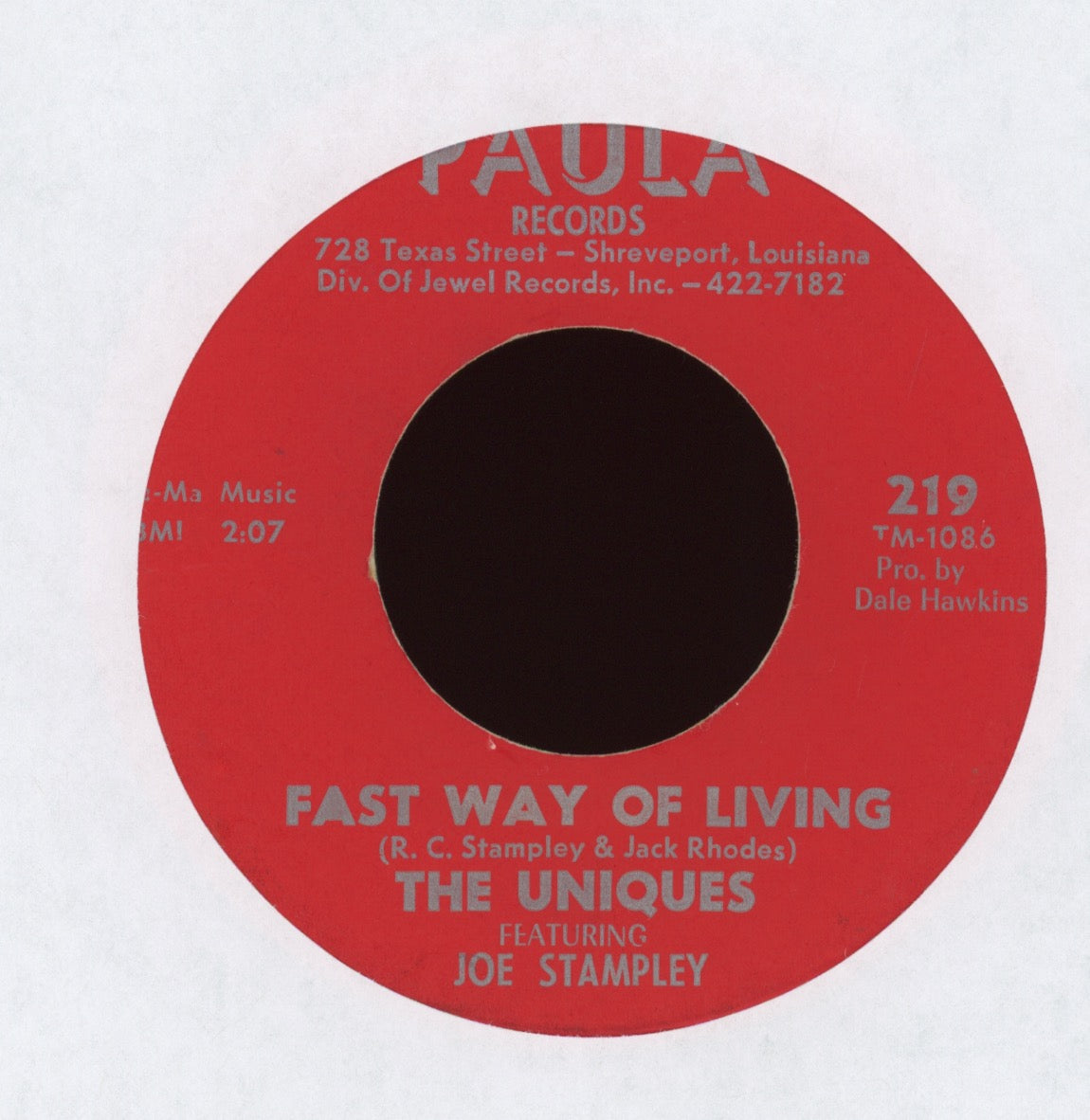 The Uniques Featuring Joe Stampley - Not Too Long Ago on Paula Northern Soul 45