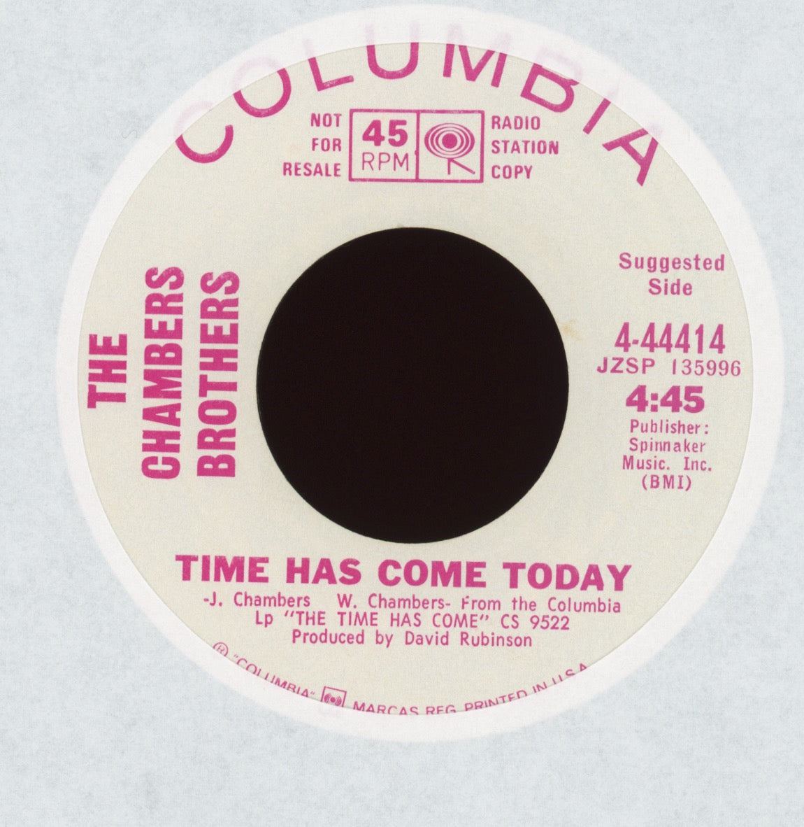 The Chambers Brothers - Time Has Come Today on Columbia Promo Psych Soul 45