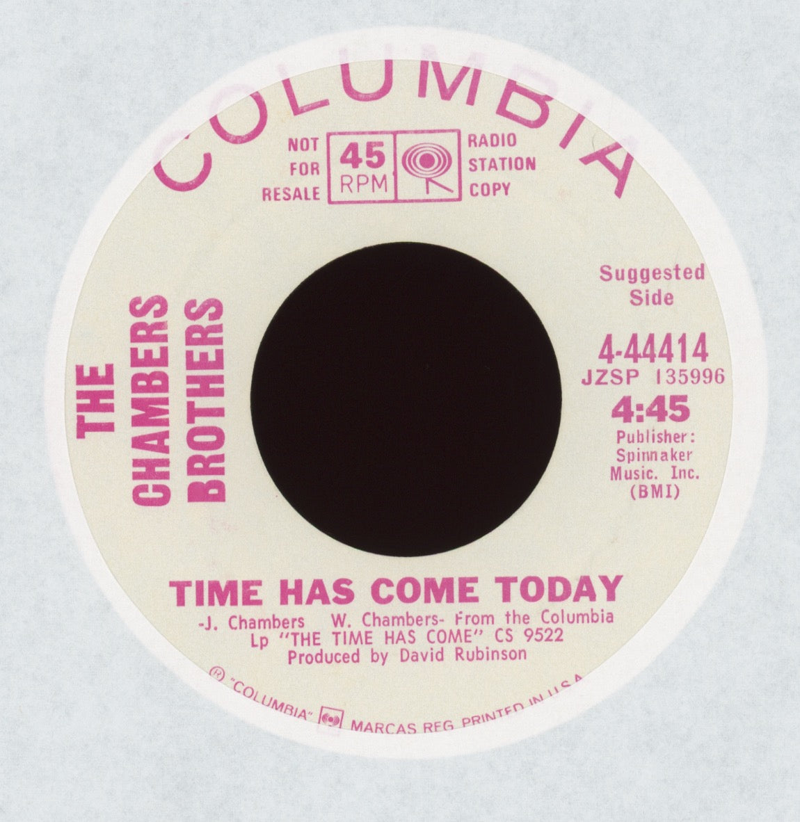 The Chambers Brothers - Time Has Come Today on Columbia Promo Psych Soul 45