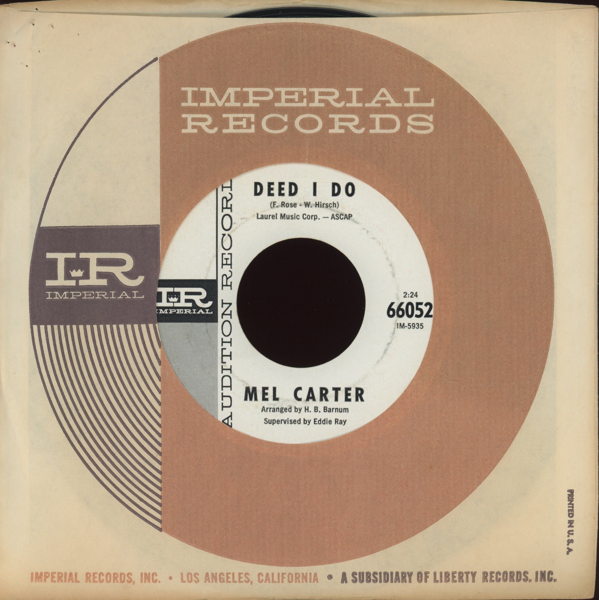 Mel Carter - Deed I Do on Imperial Promo Northern Soul 45