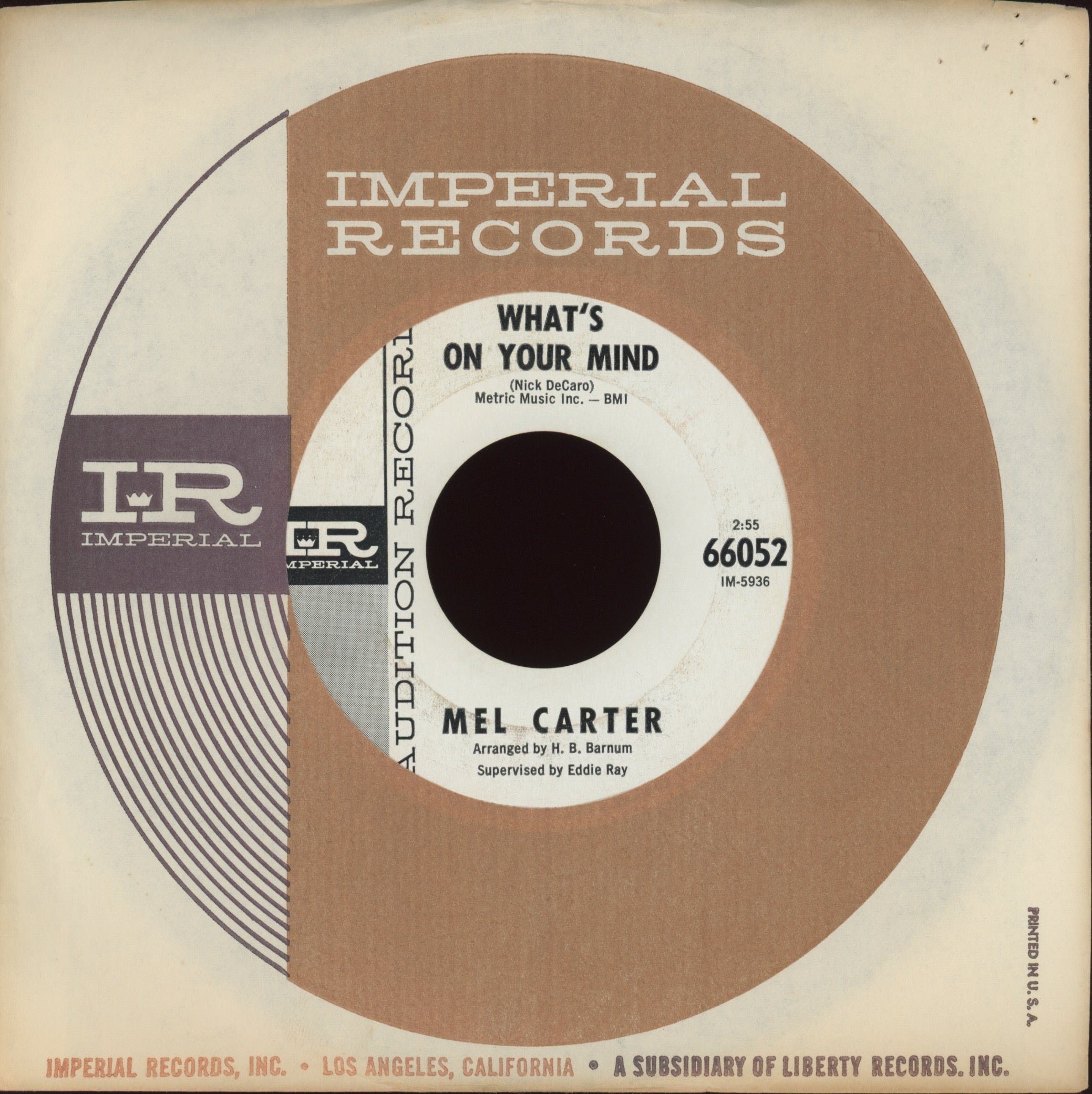 Mel Carter - Deed I Do on Imperial Promo Northern Soul 45