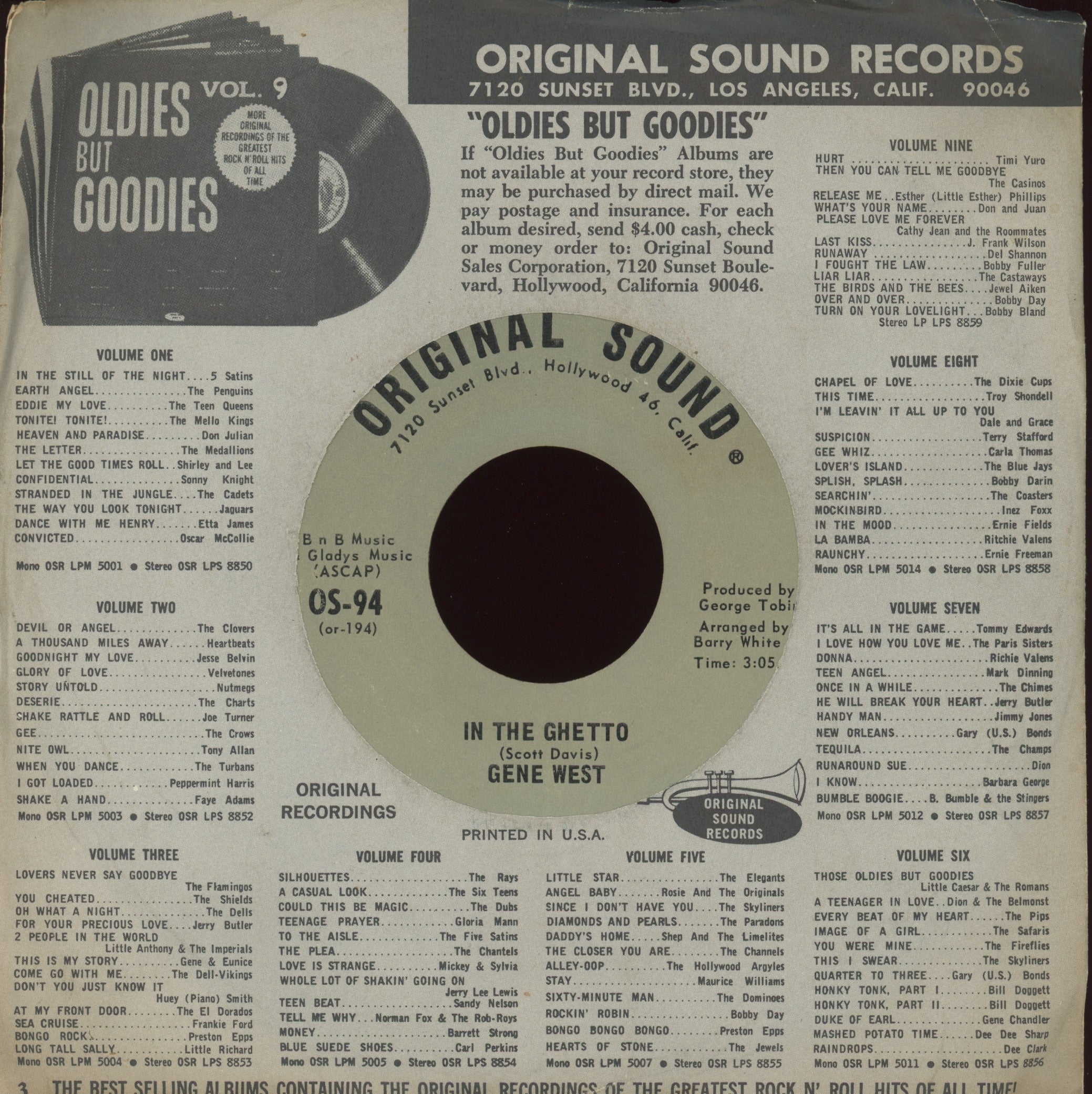 Gene West - In The Ghetto on Original Sound Barry White Soul Funk 45