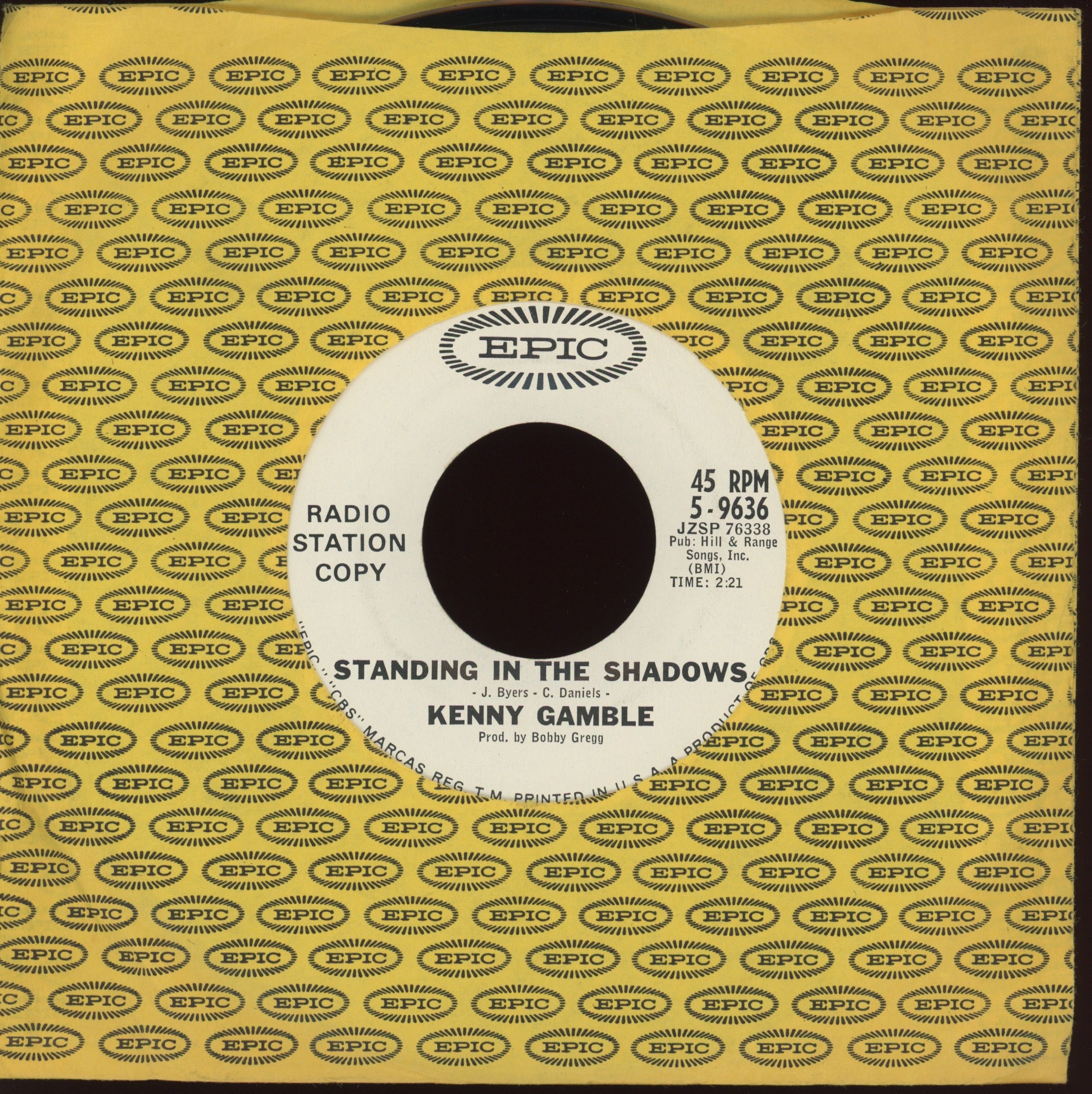 Kenny Gamble - Standing In The Shadows on Epic Promo Northern Soul 45