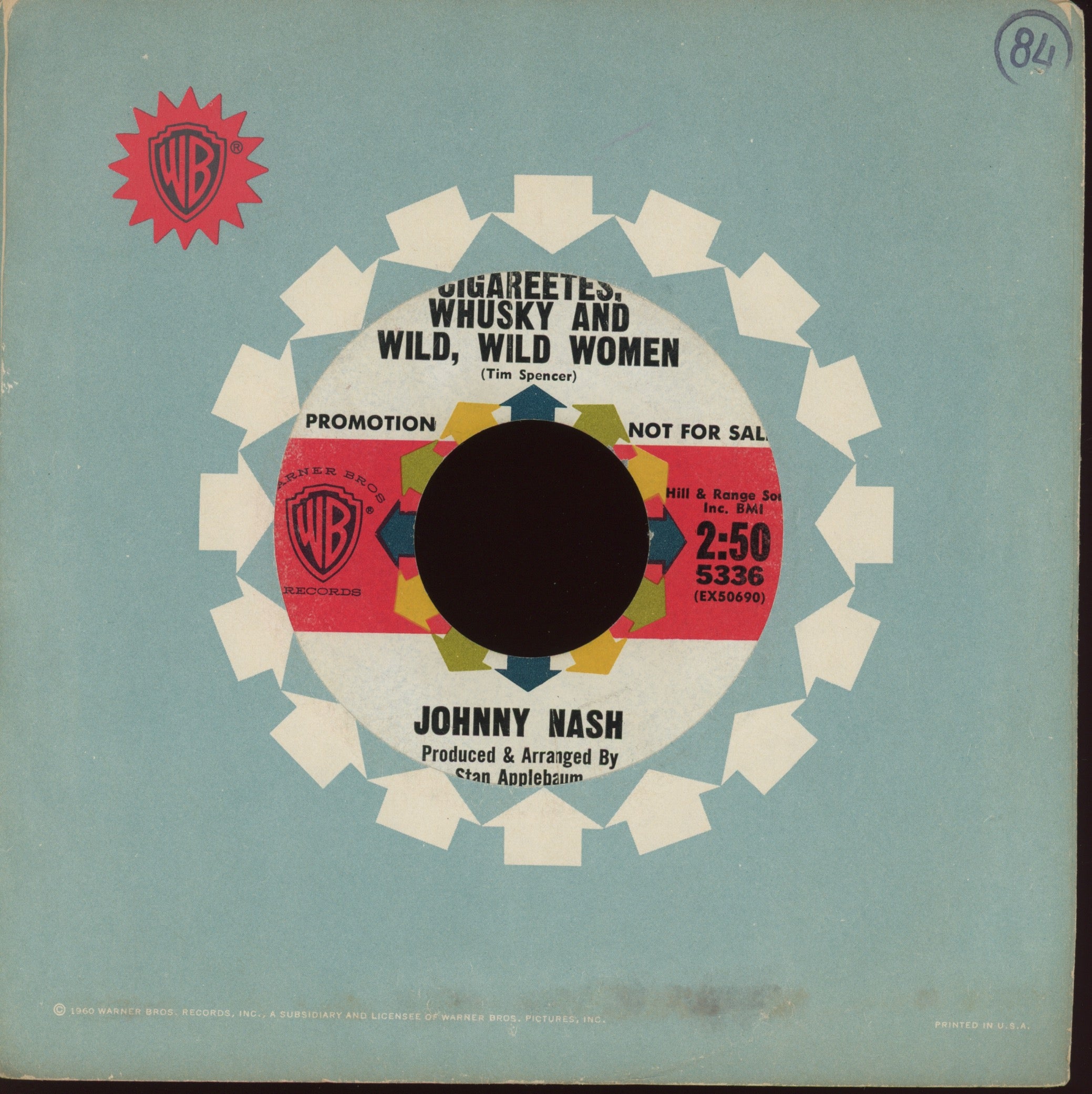 Johnny Nash - I'm Movin' On on WB Promo R&B 45