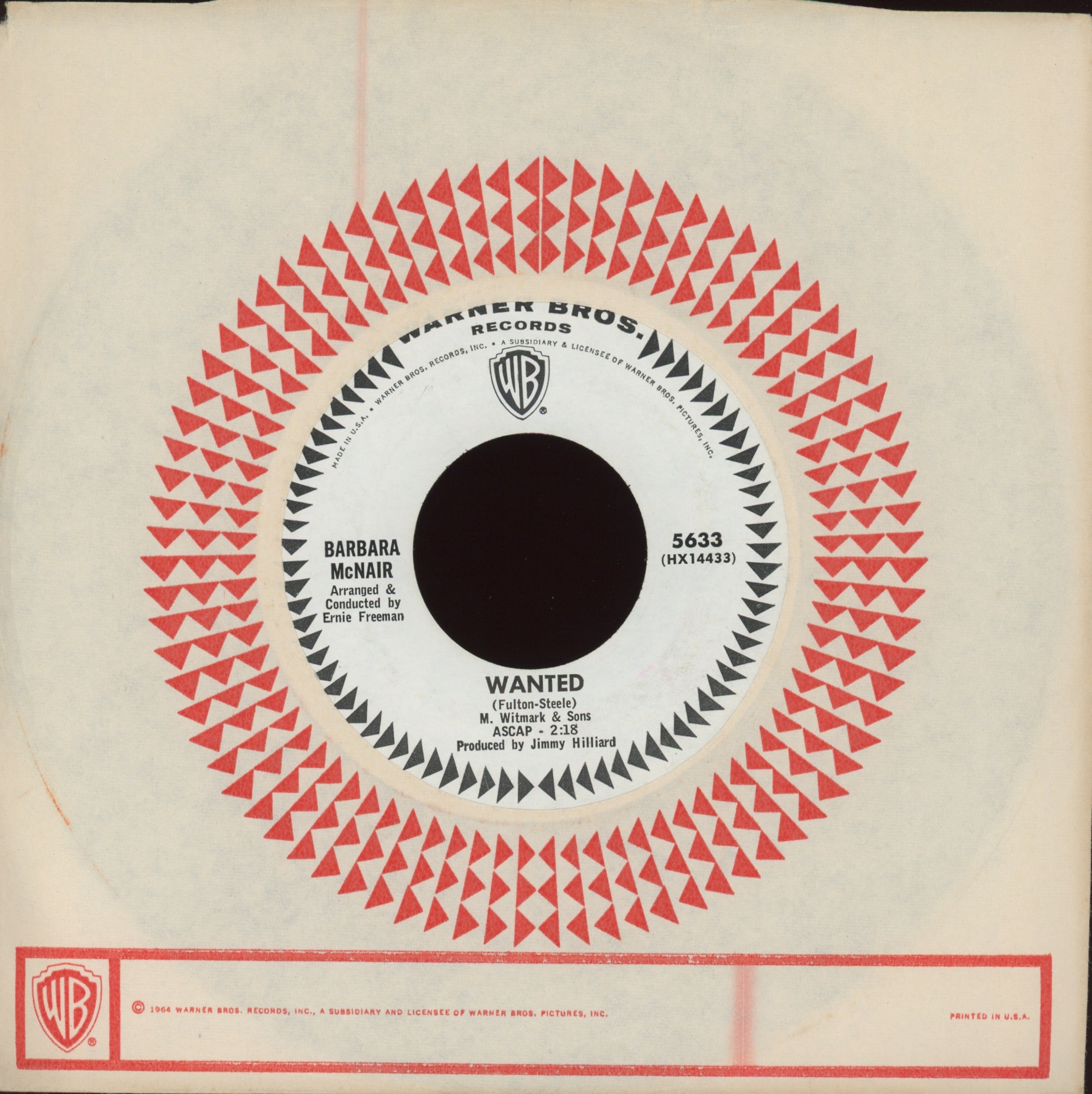 Barbara McNair - It Was Never Like This on WB Promo Northern Soul Popcorn 45