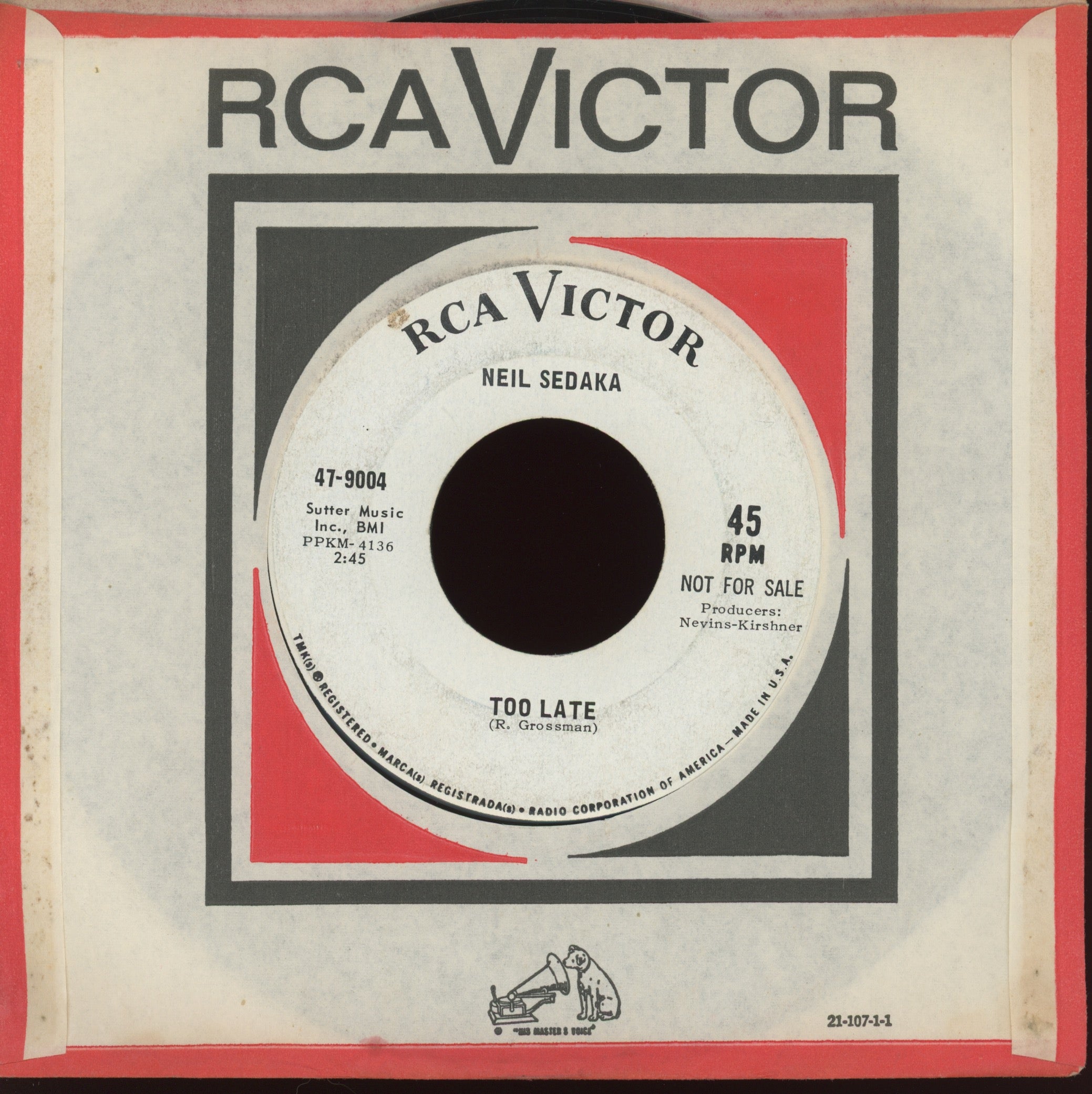 Neil Sedaka - Too Late on RCA Promo Northern Soul 45