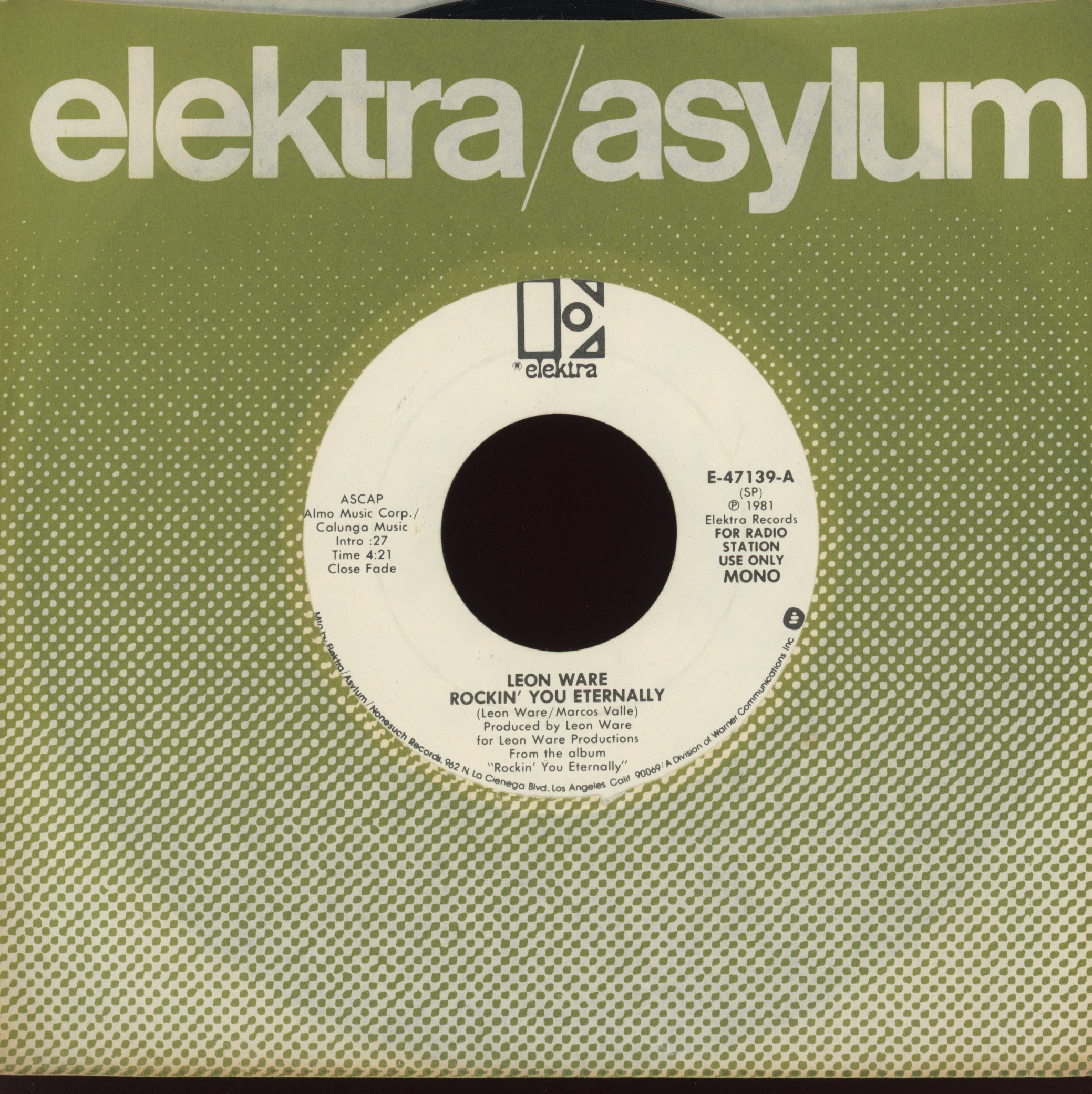 Leon Ware - Rockin' You Eternally on Elektra Promo Modern Soul 45