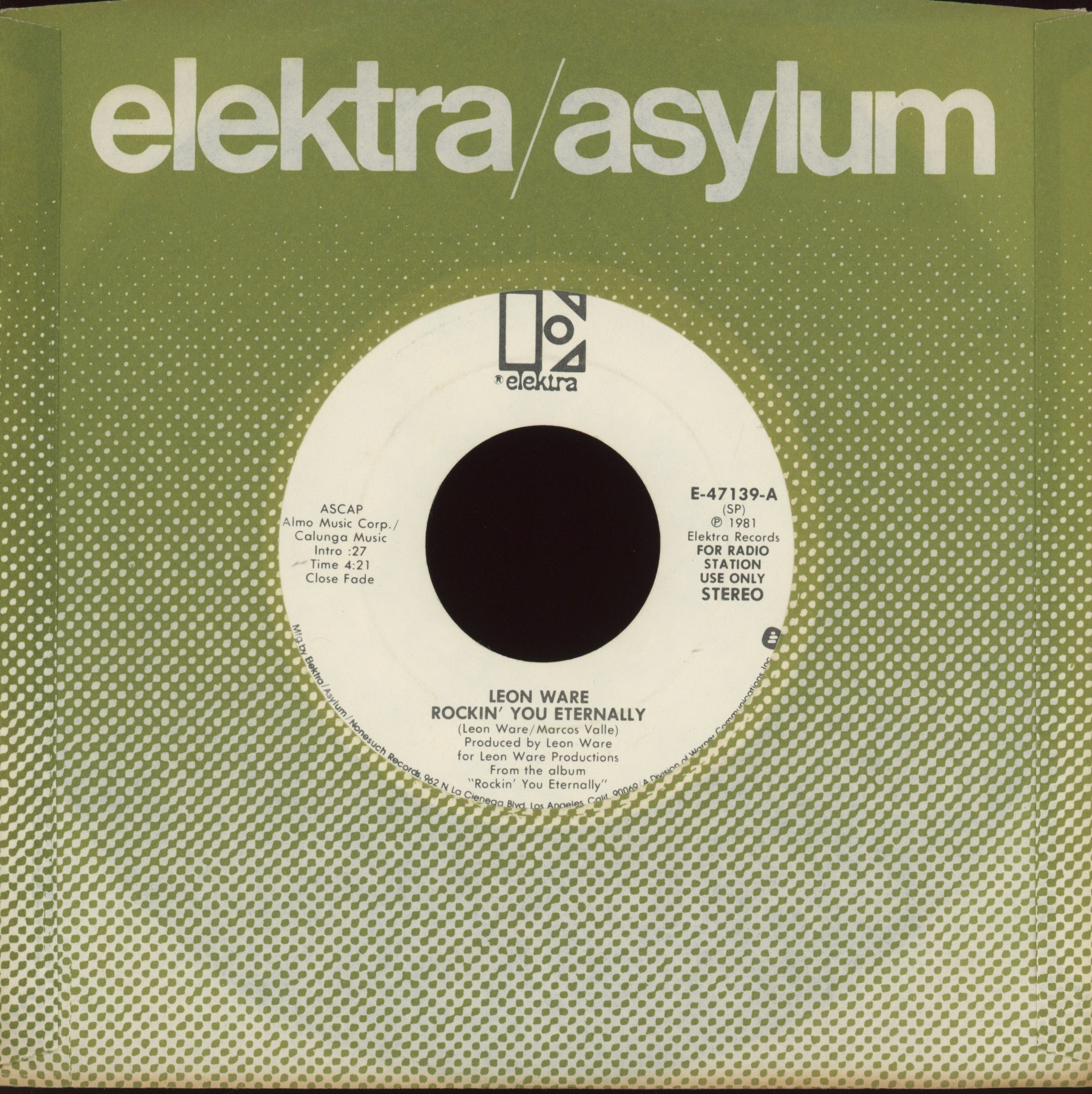 Leon Ware - Rockin' You Eternally on Elektra Promo Modern Soul 45