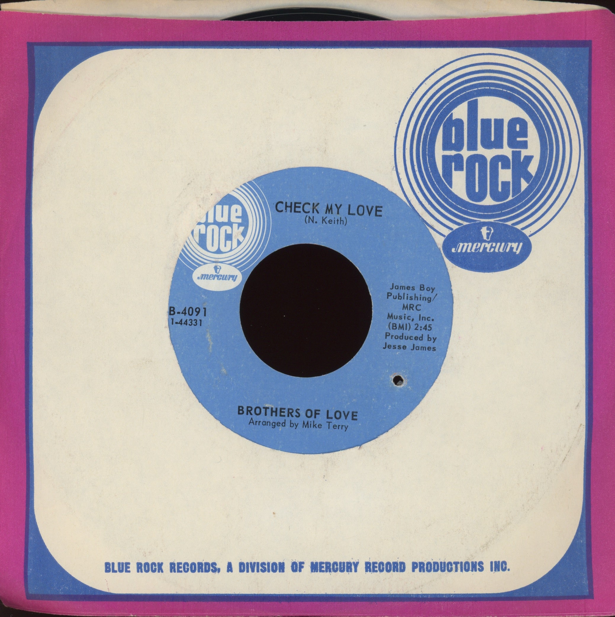The Brothers Of Love - Check My Love on Blue Rock on Blue Rock Crossover Soul 45