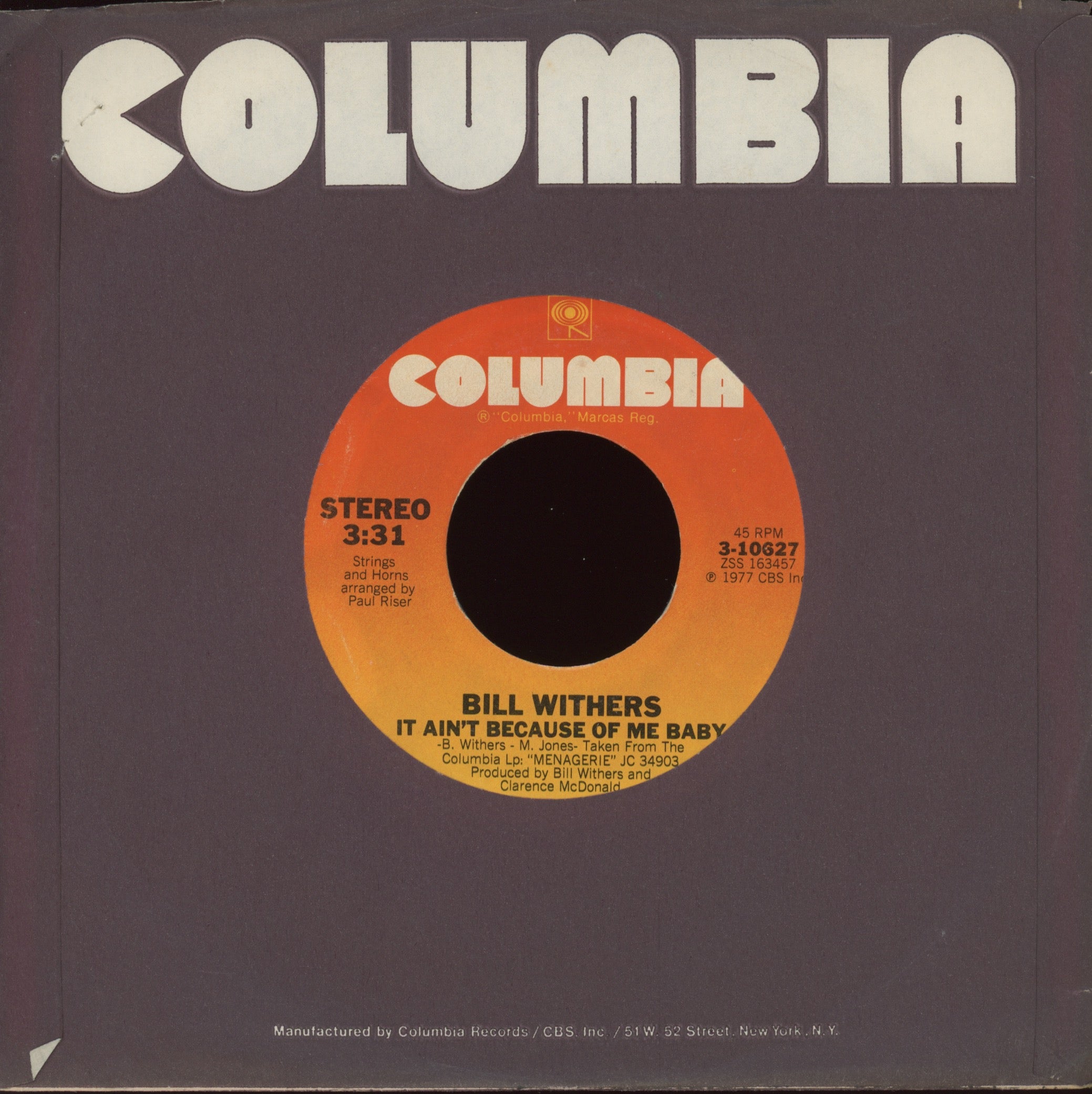 Bill Withers - Lovely Day on Columbia Soul Funk 45
