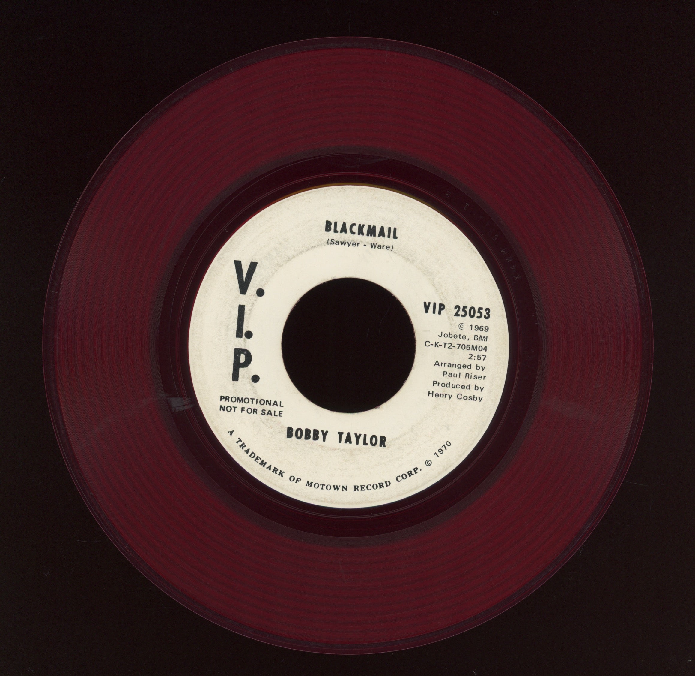 Bobby Taylor - Oh, I've Been Bless'd on V.I.P. Promo Red Vinyl Northern Soul 45