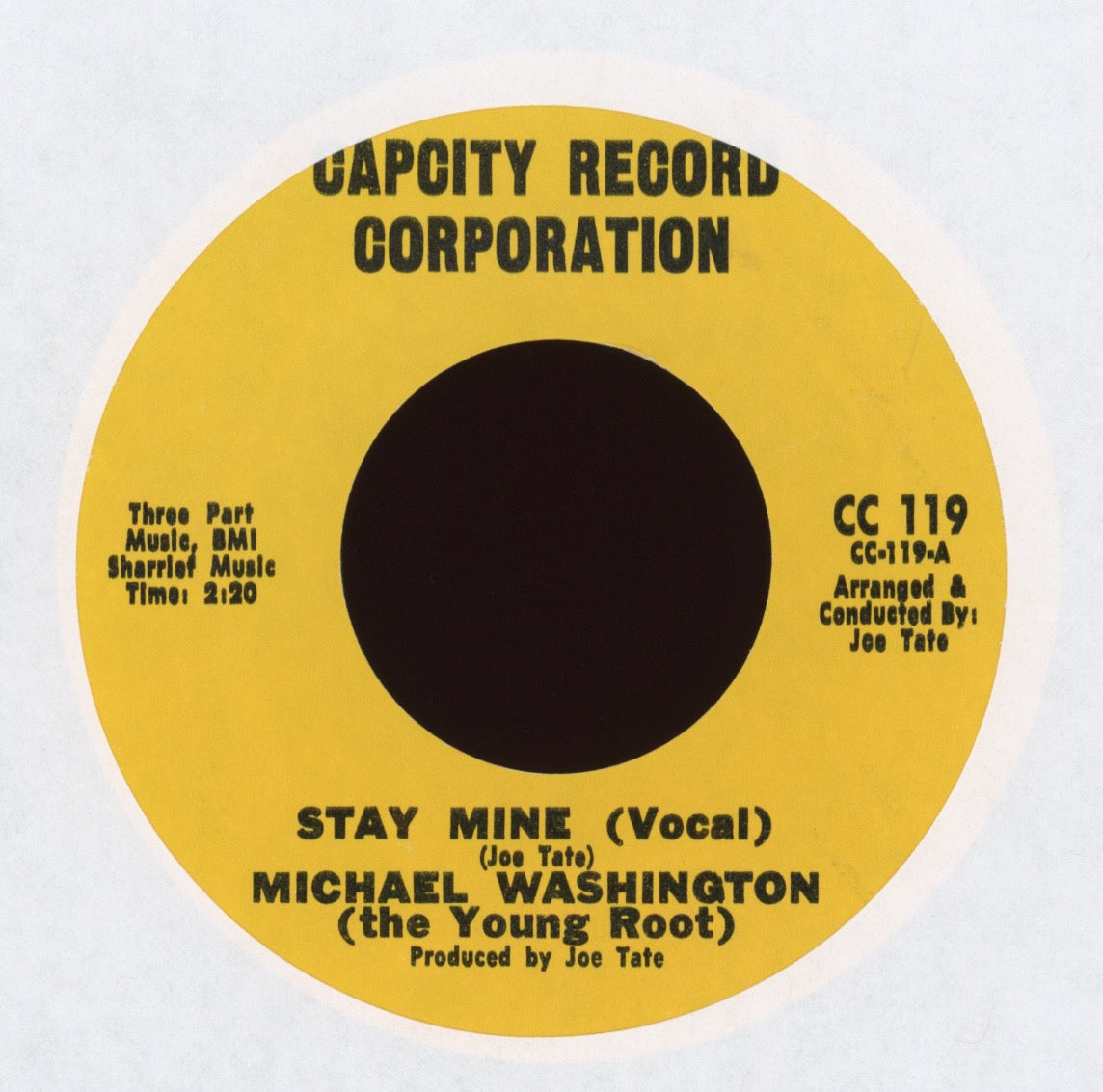 Michael Washington - Stay Mine on Capcity Kid Northern Soul 45