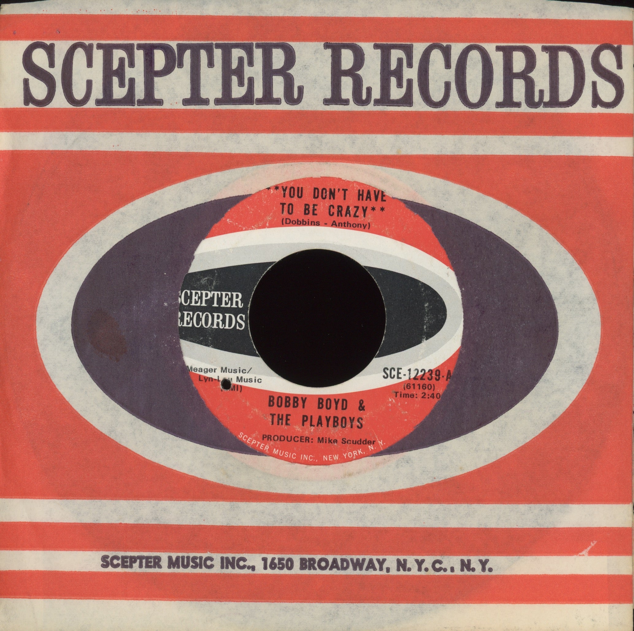 Bobby Boyd And The Playboys - (Your Love Lifted Me) Higher And Higher on Scepter Northern Soul 45