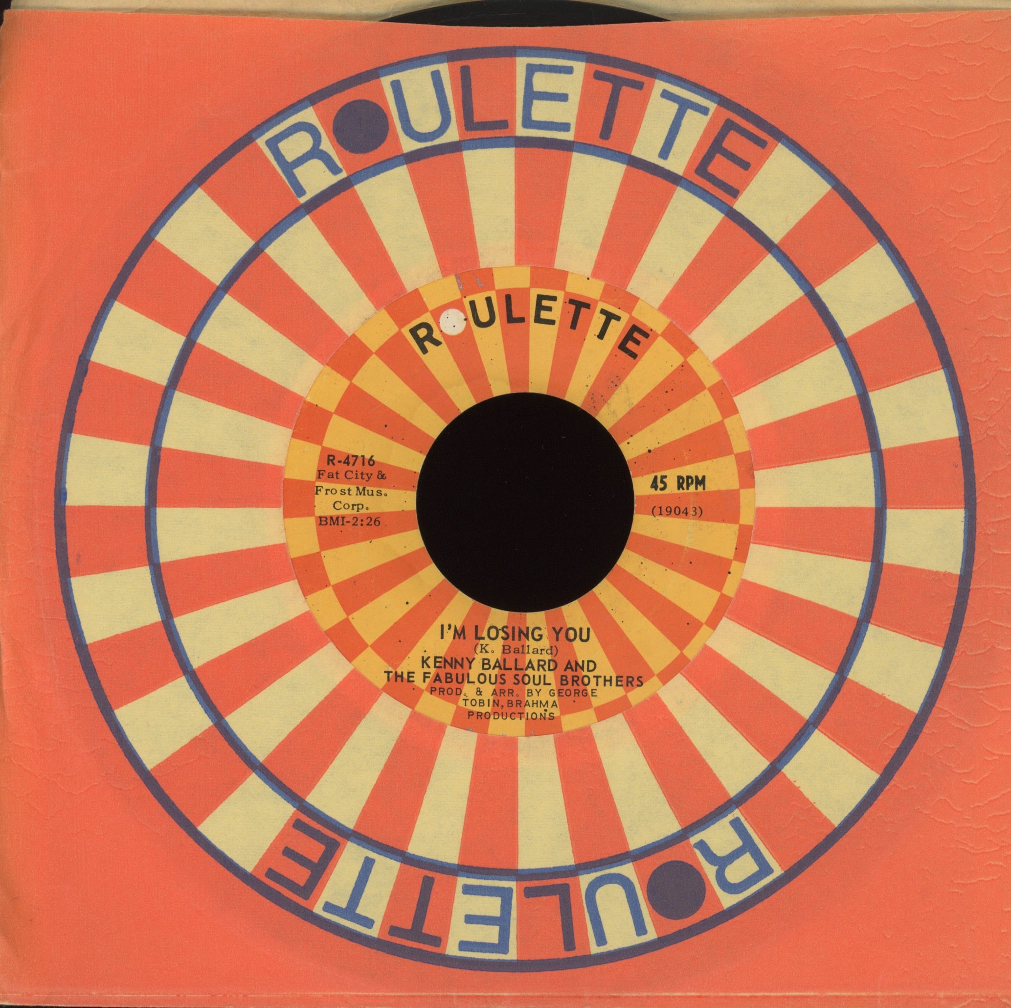 Kenny Ballard & The Fabulous Soul Brothers - I'm Losing You on Roulette Northern Soul 45