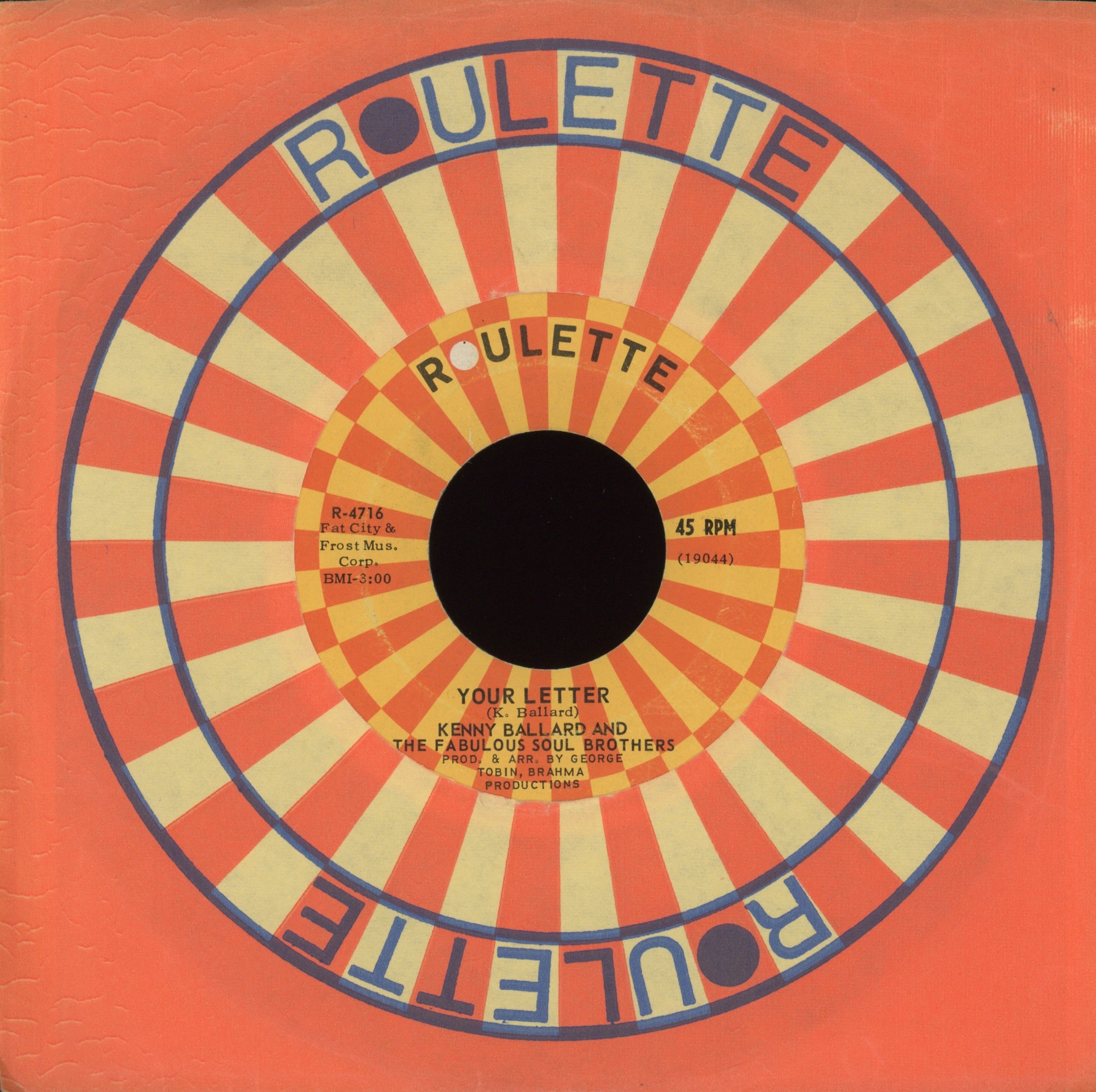 Kenny Ballard & The Fabulous Soul Brothers - I'm Losing You on Roulette Northern Soul 45