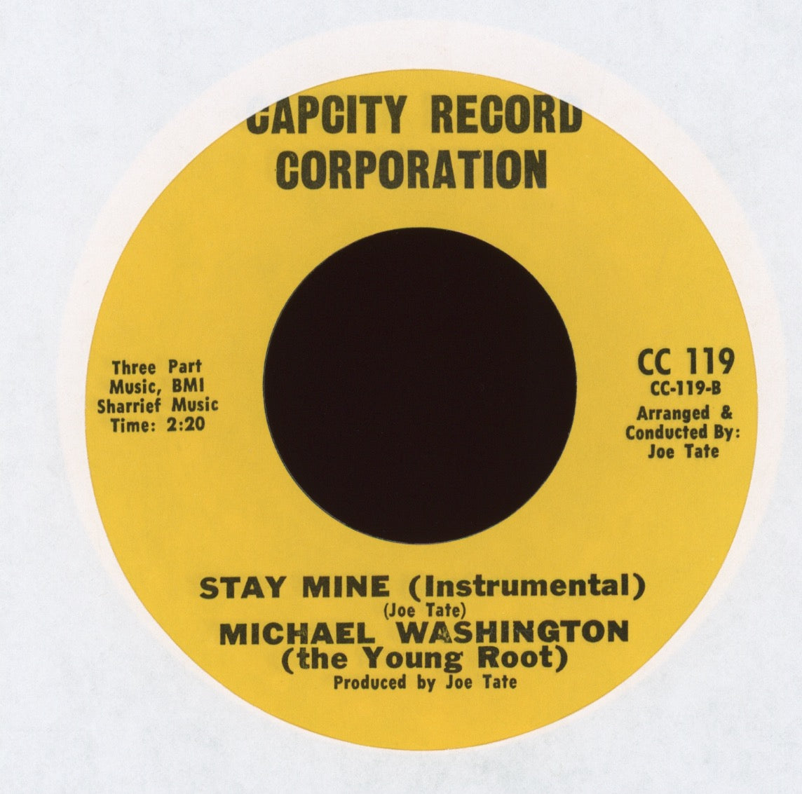 Michael Washington - Stay Mine on Capcity Kid Northern Soul 45
