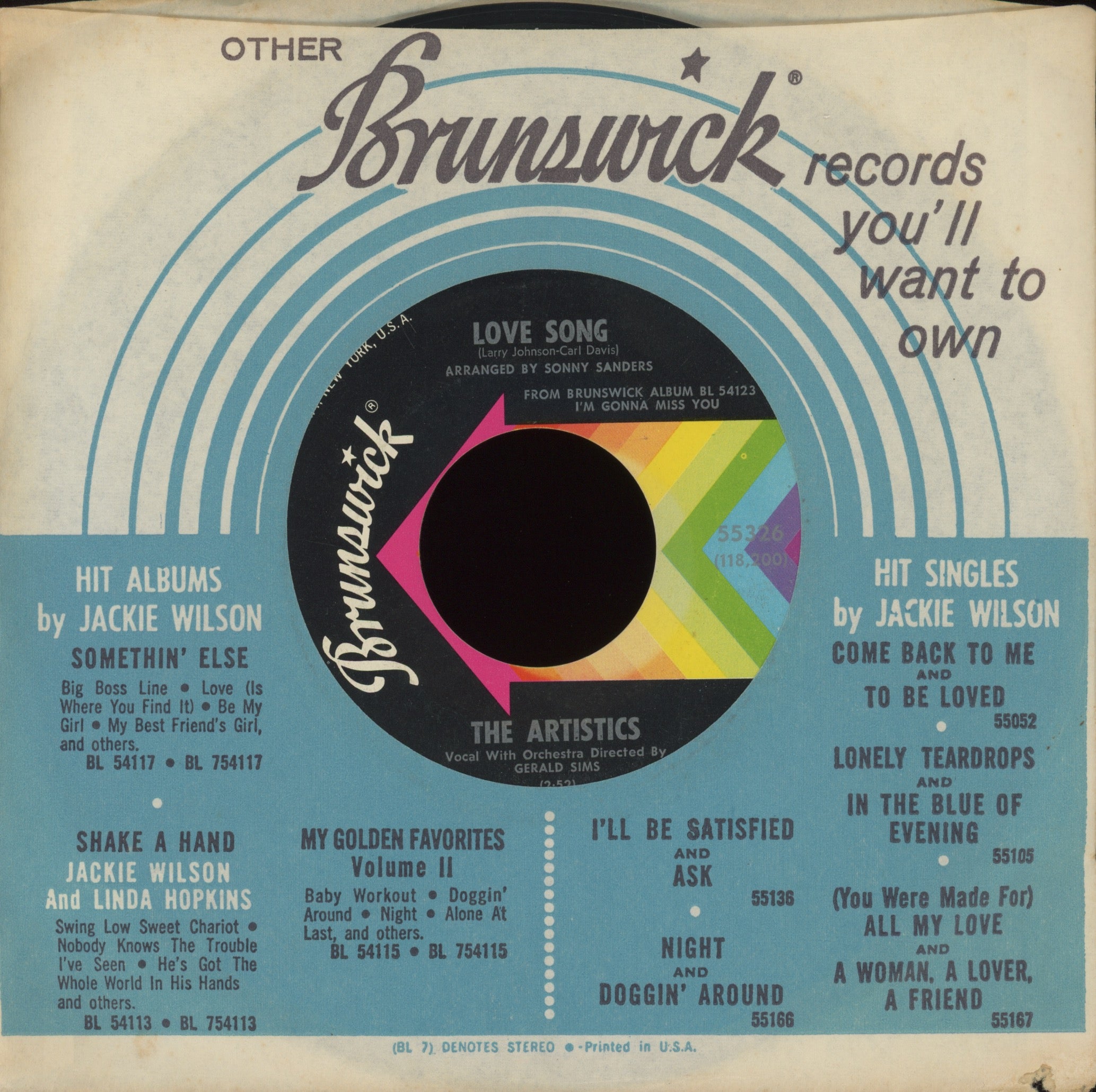 The Artistics - Love Song on Brunswick Northern Soul 45