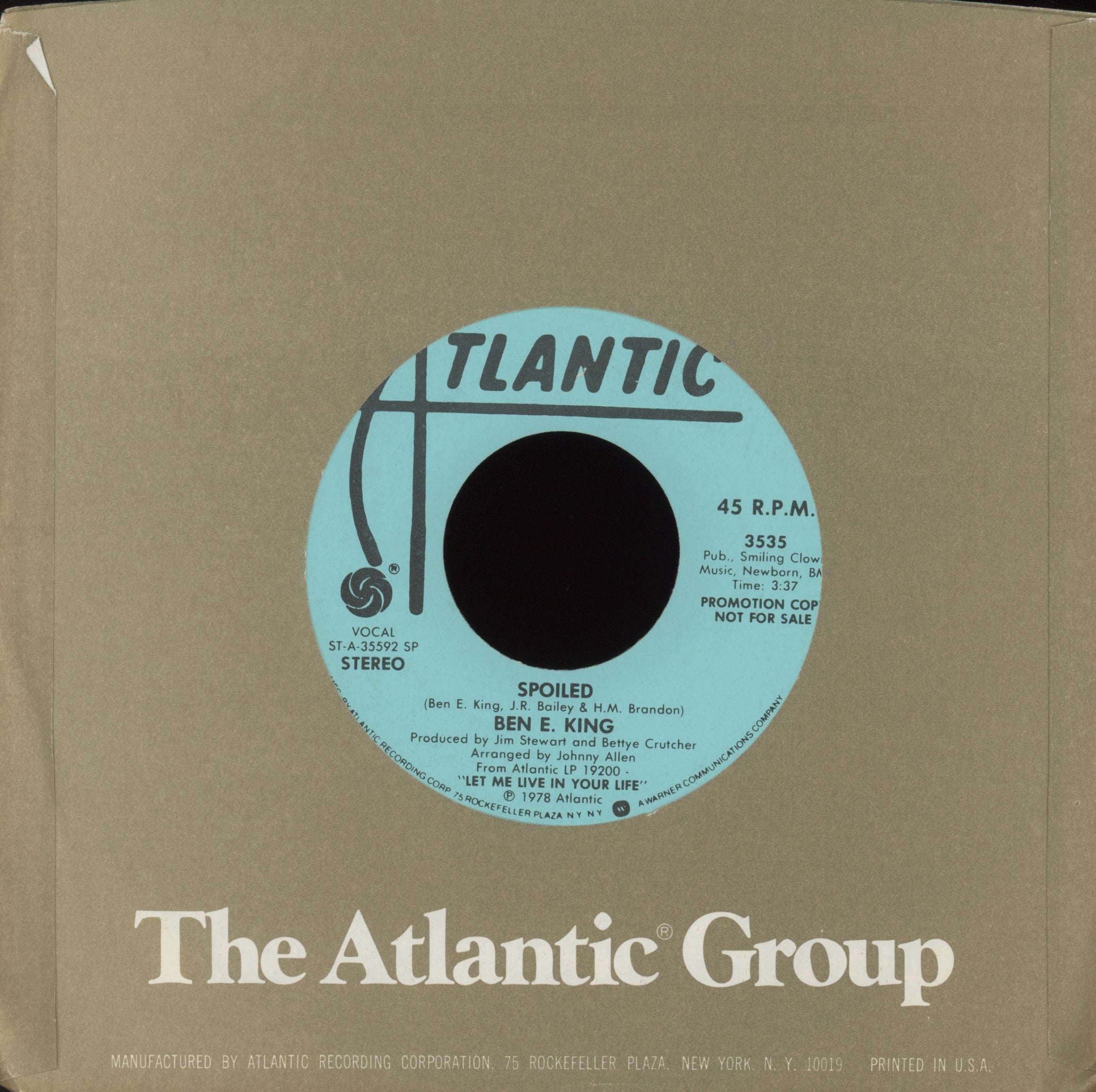 Ben E. King - Spoiled on Atlantic 70's Soul Stepper 45