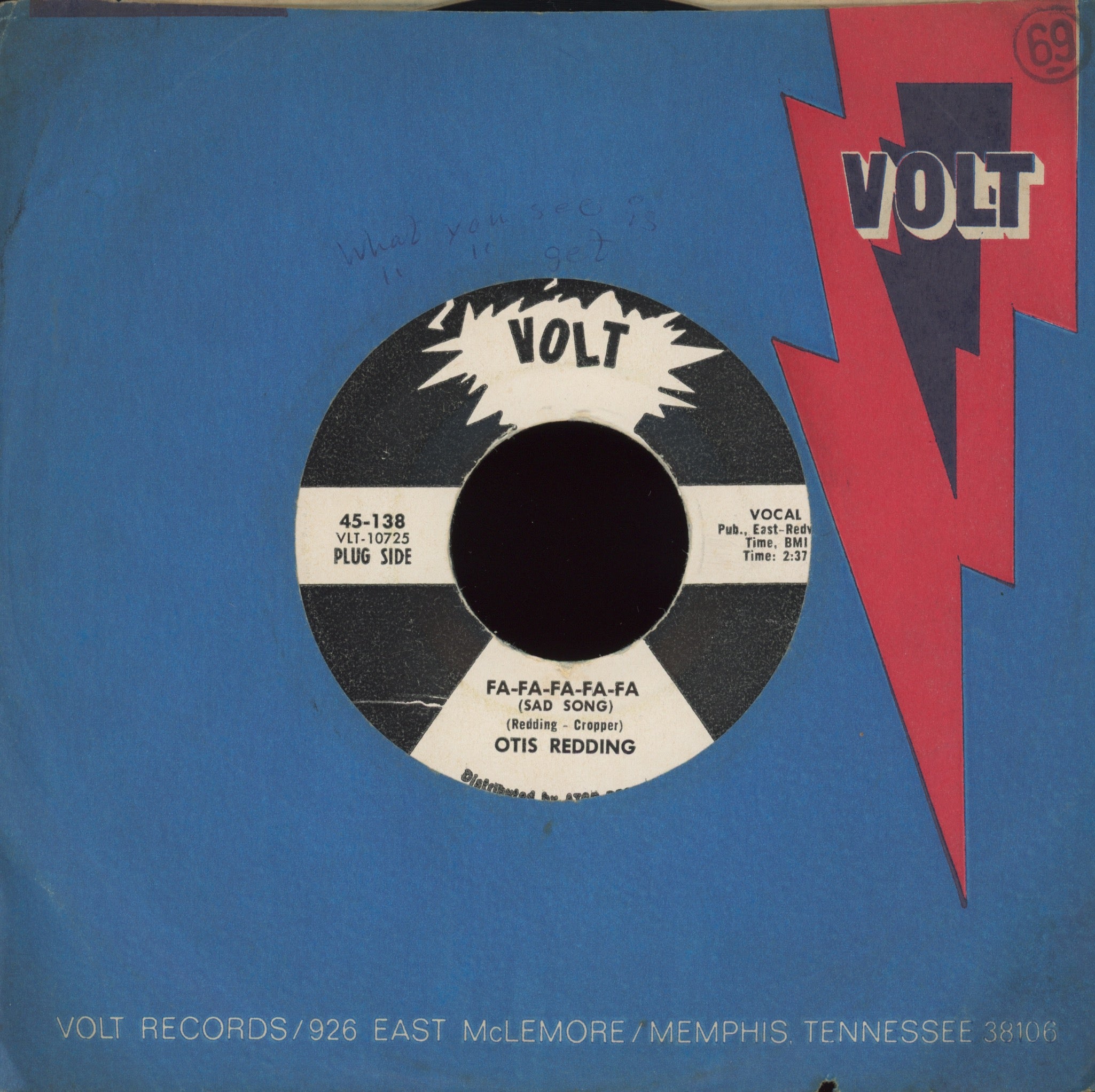 Otis Redding - Fa-Fa-Fa-Fa-Fa (Sad Song) on Volt Promo Soul 45