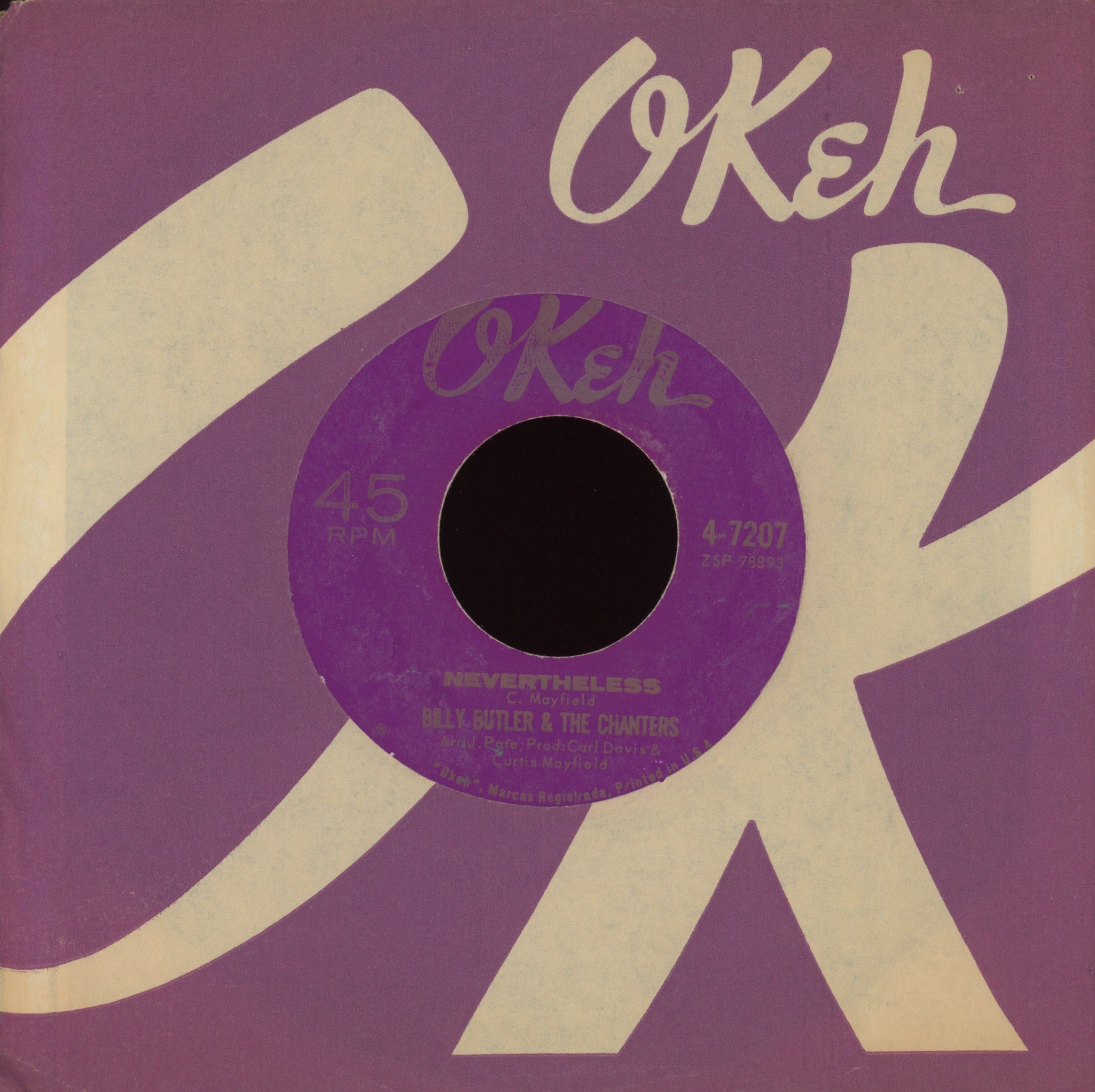 Billy Butler & The Chanters - My Sweet Woman on Okeh Northern Soul 45